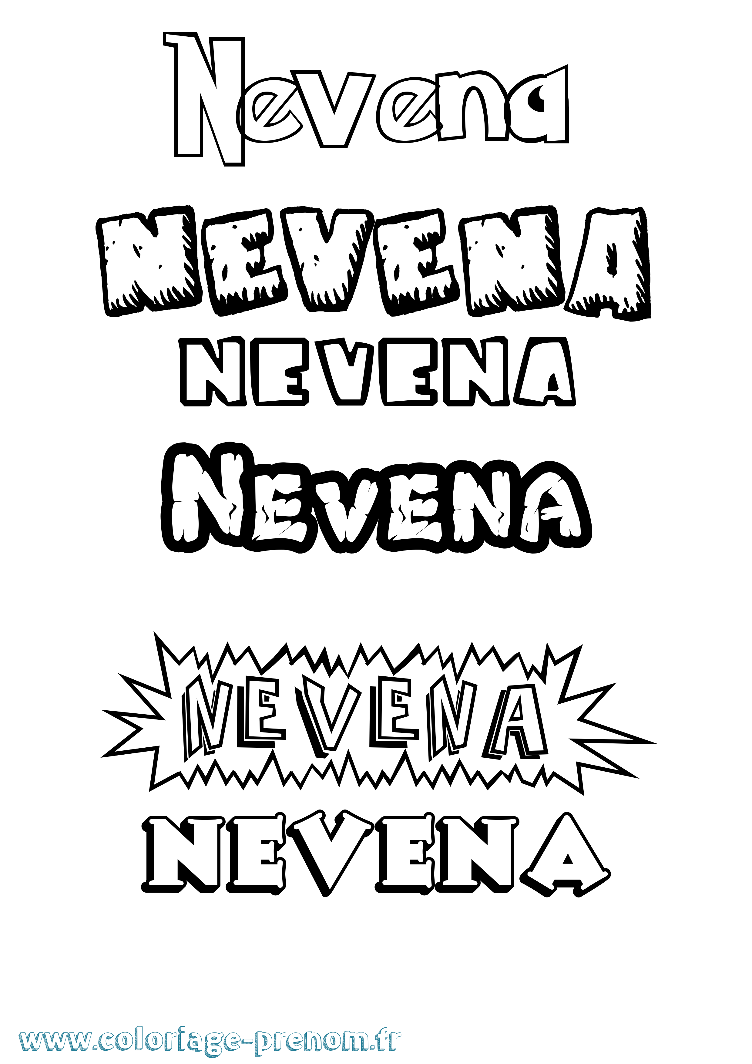Coloriage Nevena Dessin Animé Coloriage prénom Nevena Dessin Animé