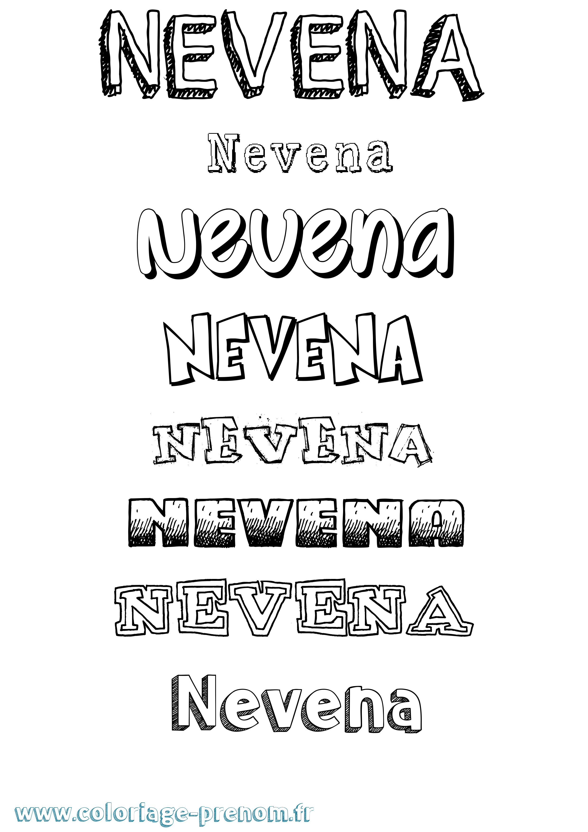 Coloriage Nevena Dessiné Coloriage prénom Nevena Dessiné