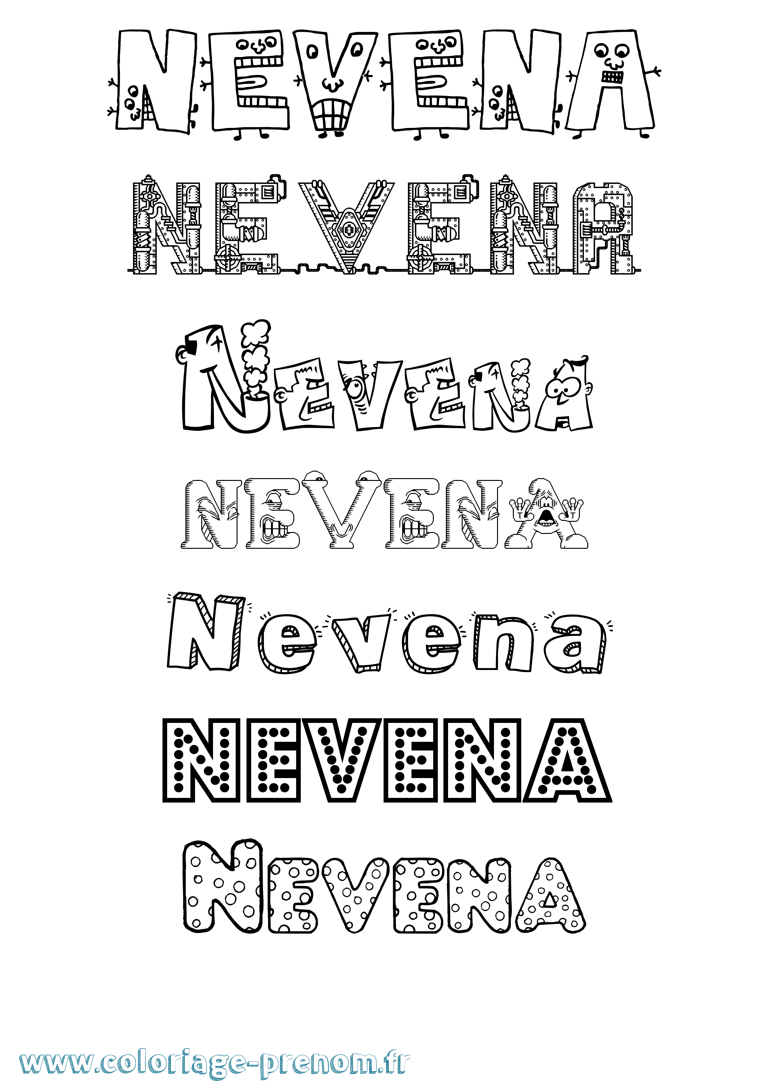 Coloriage Nevena Fun Coloriage prénom Nevena Fun