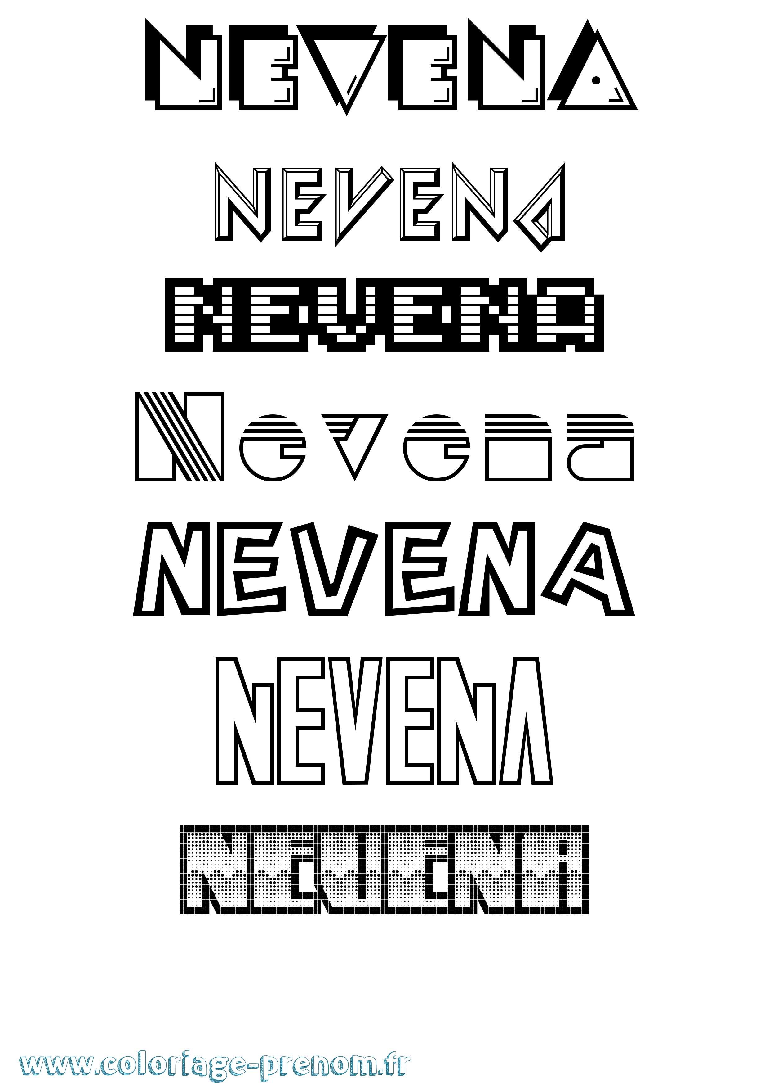 Coloriage Nevena Jeux Vidéos Coloriage prénom Nevena Jeux Vidéos