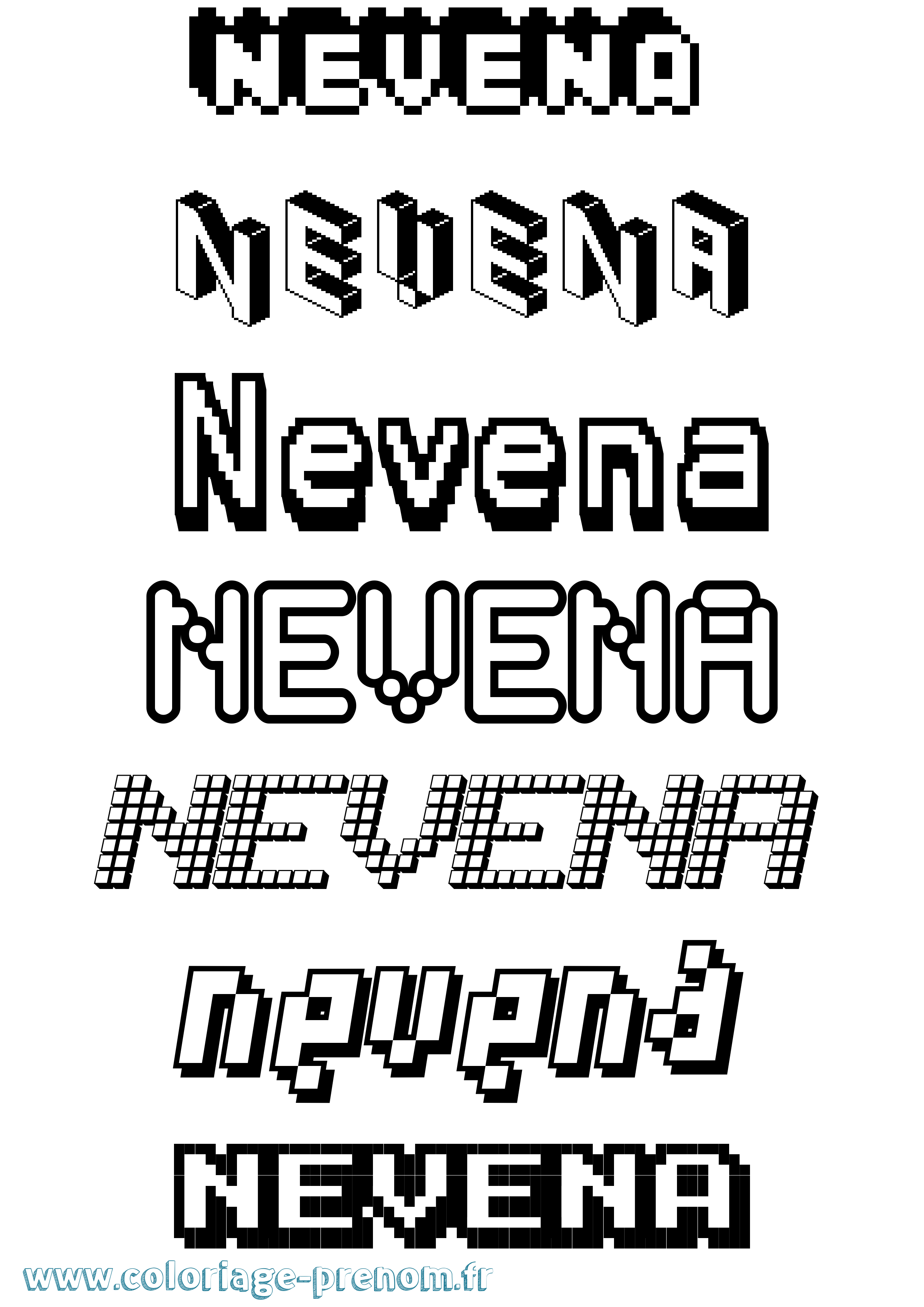 Coloriage Nevena Pixel Coloriage prénom Nevena Pixel