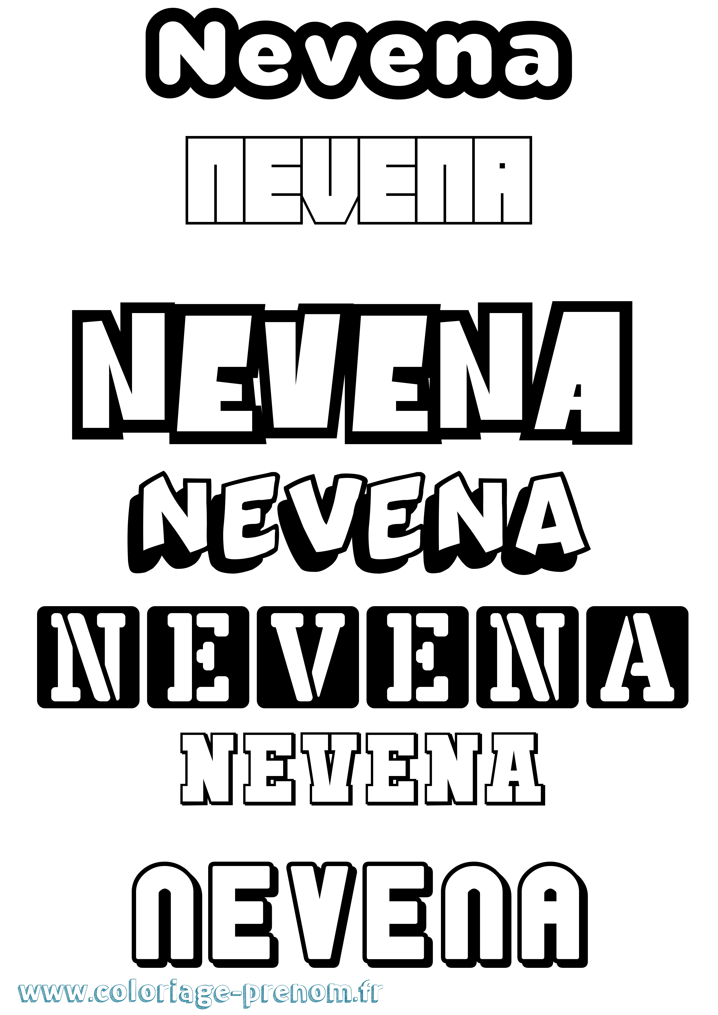 Coloriage Nevena Simple Coloriage prénom Nevena Simple