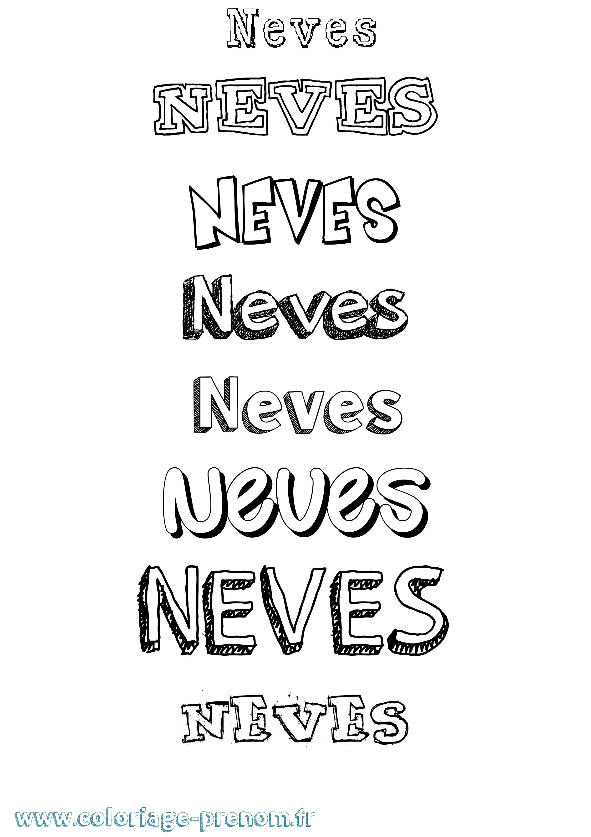 Coloriage Neves Dessiné Coloriage prénom Neves Dessiné