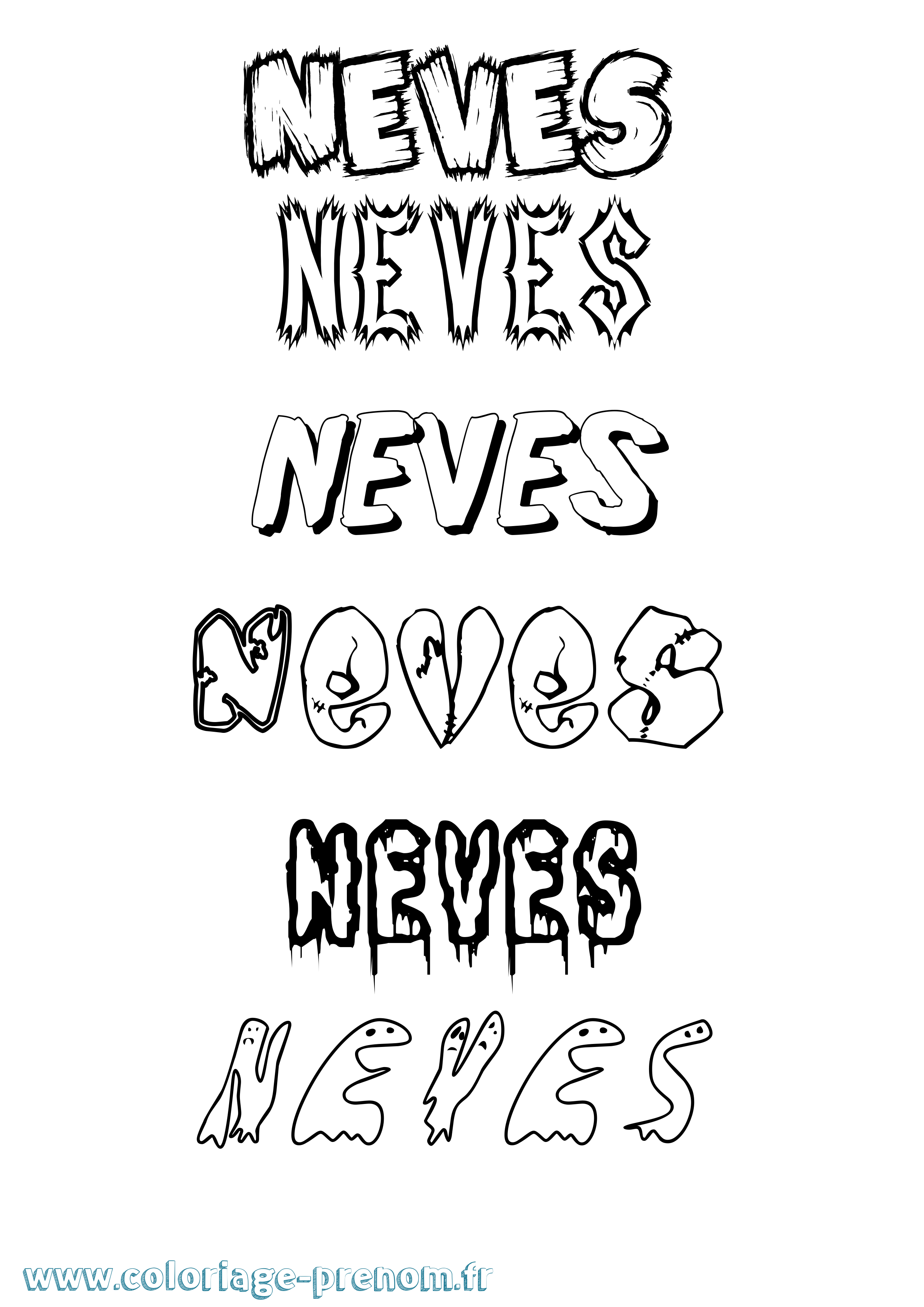 Coloriage Neves Frisson Coloriage prénom Neves Frisson