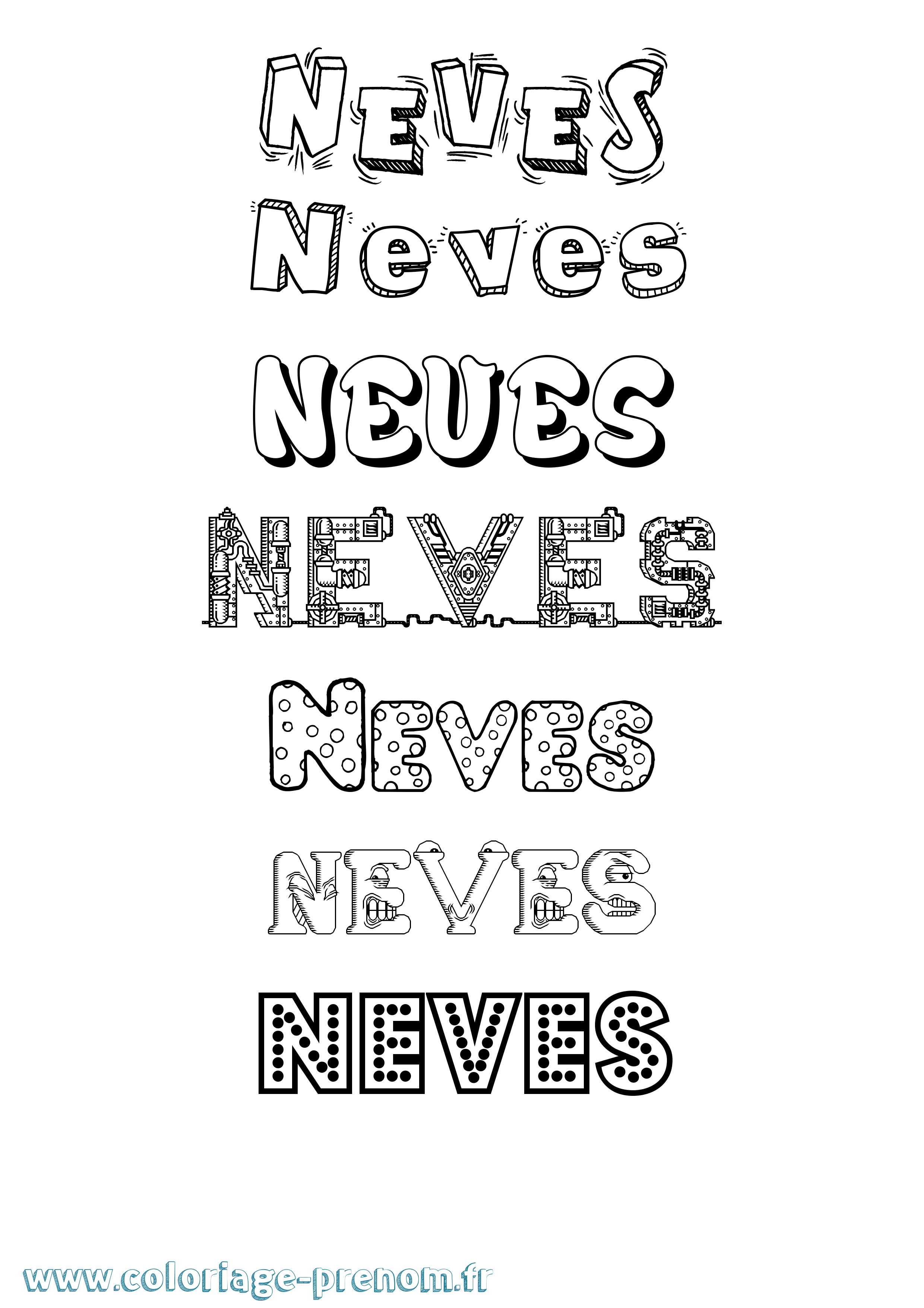 Coloriage Neves Fun Coloriage prénom Neves Fun