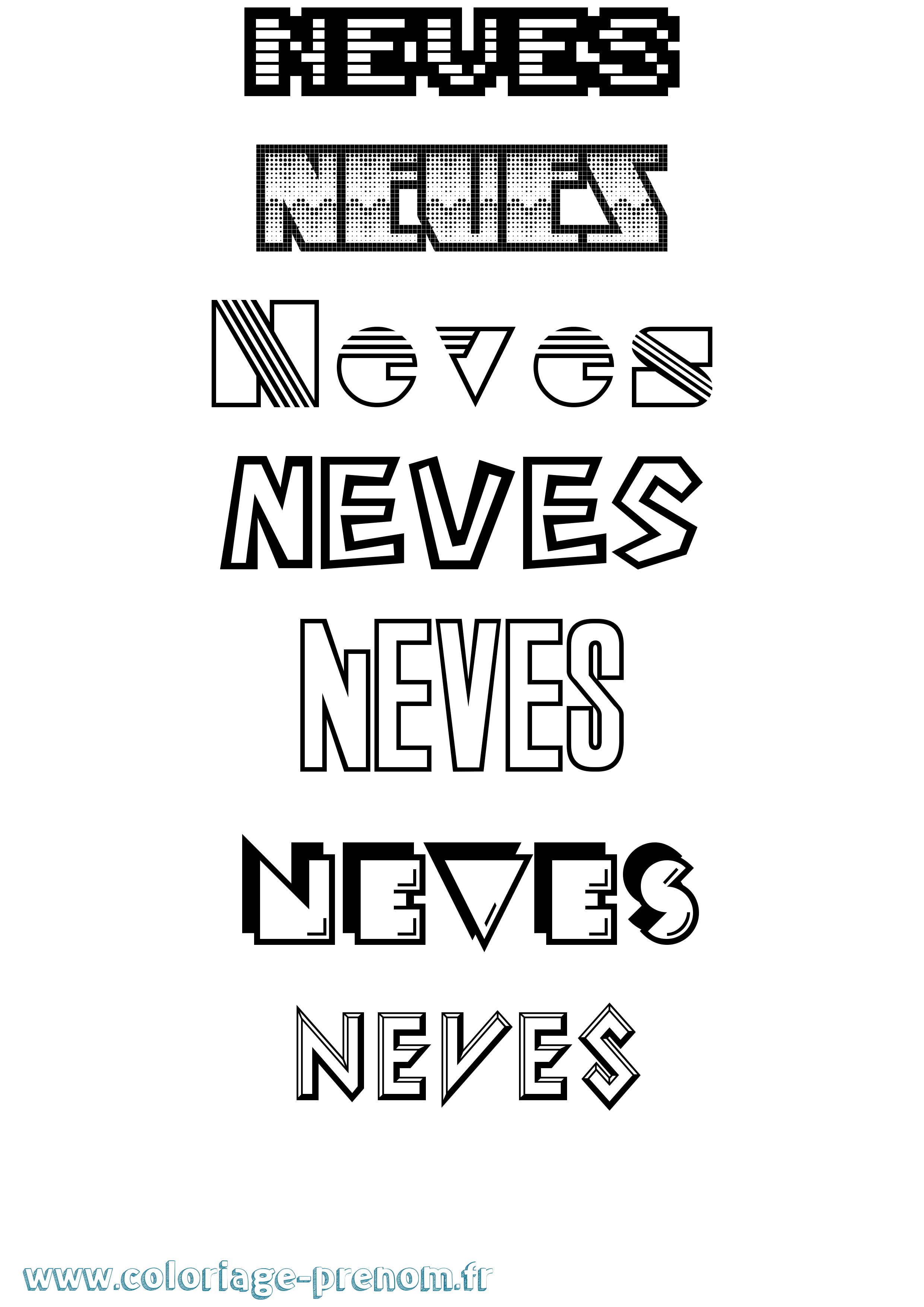 Coloriage Neves Jeux Vidéos Coloriage prénom Neves Jeux Vidéos