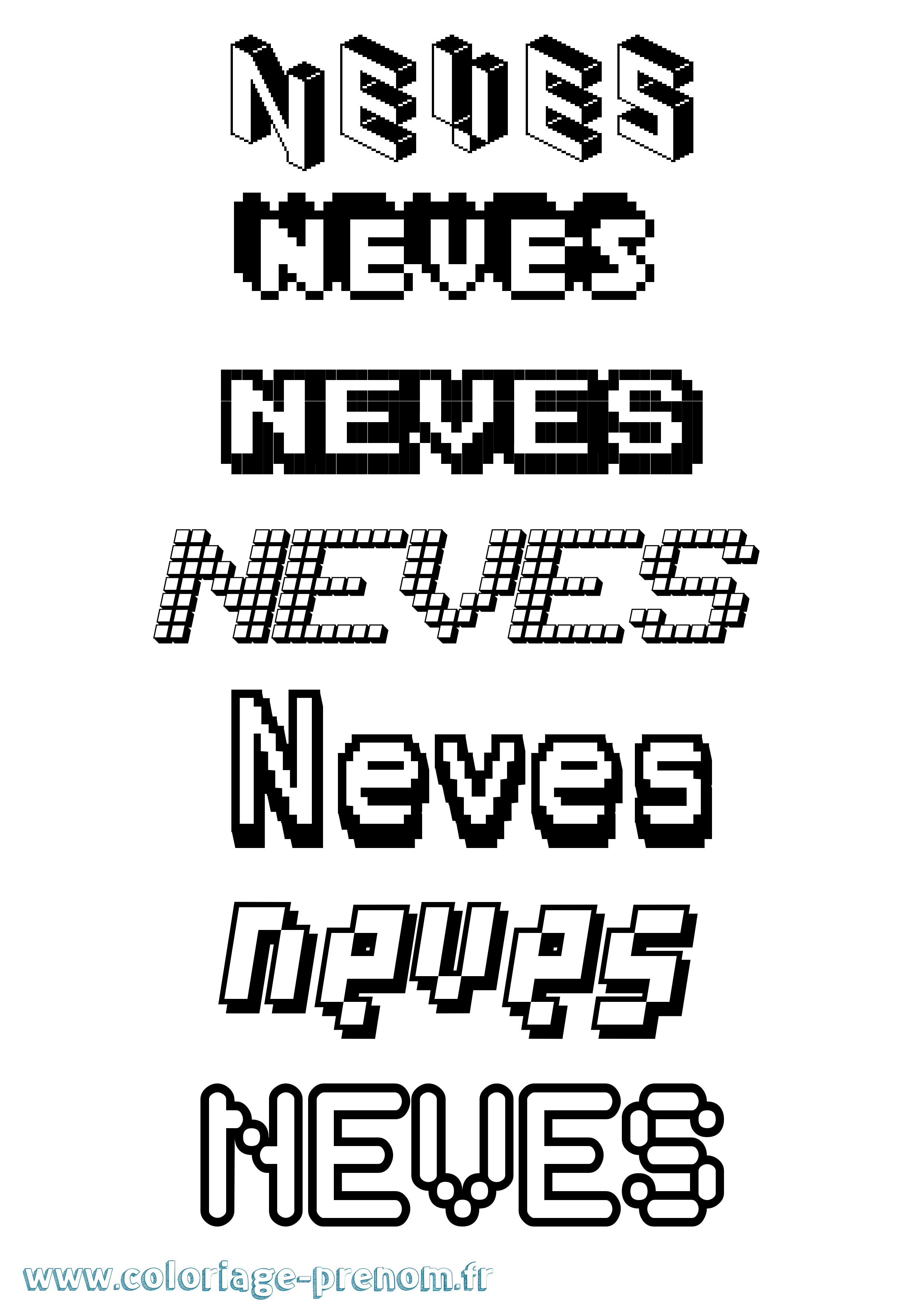 Coloriage Neves Pixel Coloriage prénom Neves Pixel