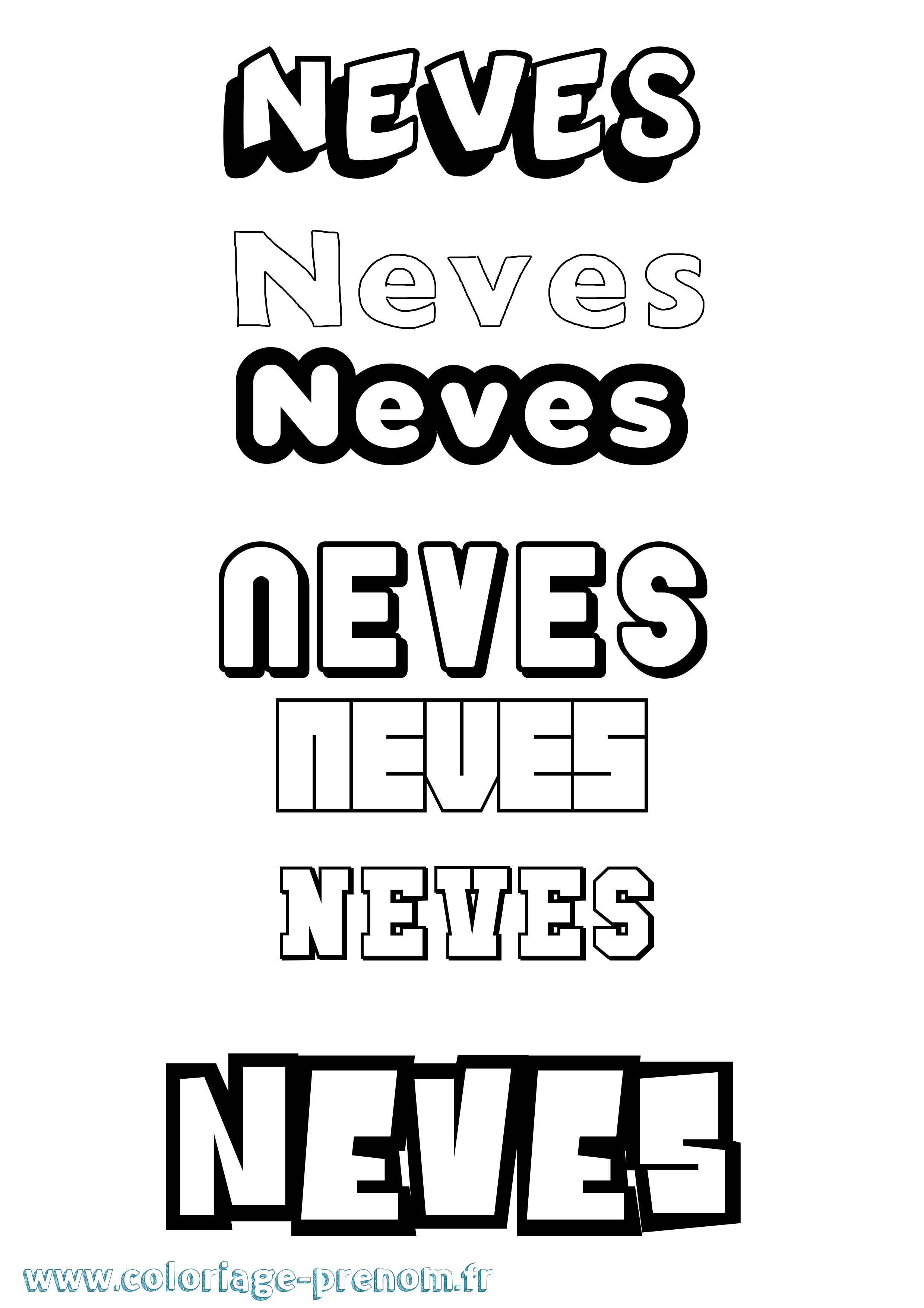 Coloriage Neves Simple Coloriage prénom Neves Simple