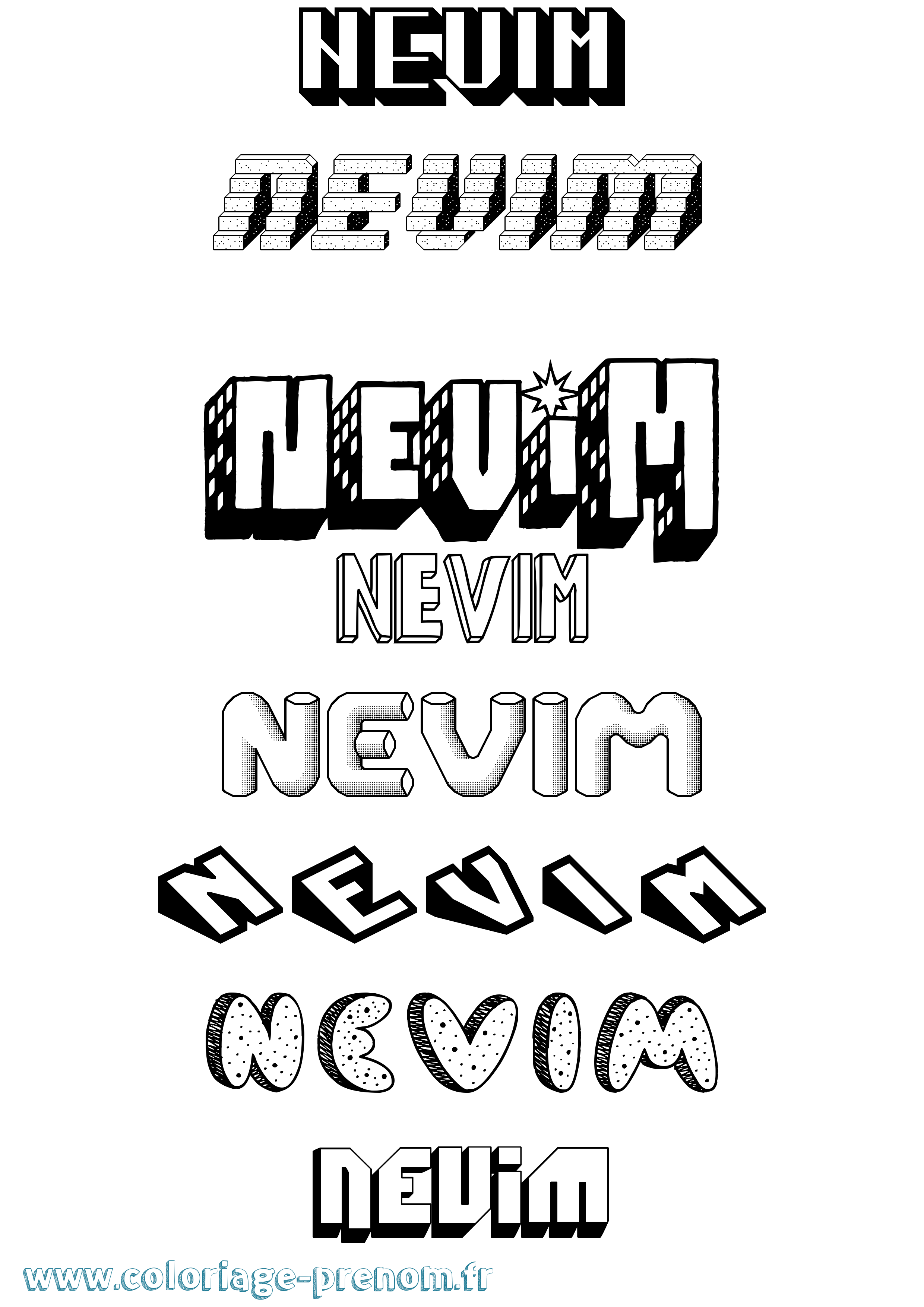 Coloriage Nevim Effet 3D Coloriage prénom Nevim Effet 3D