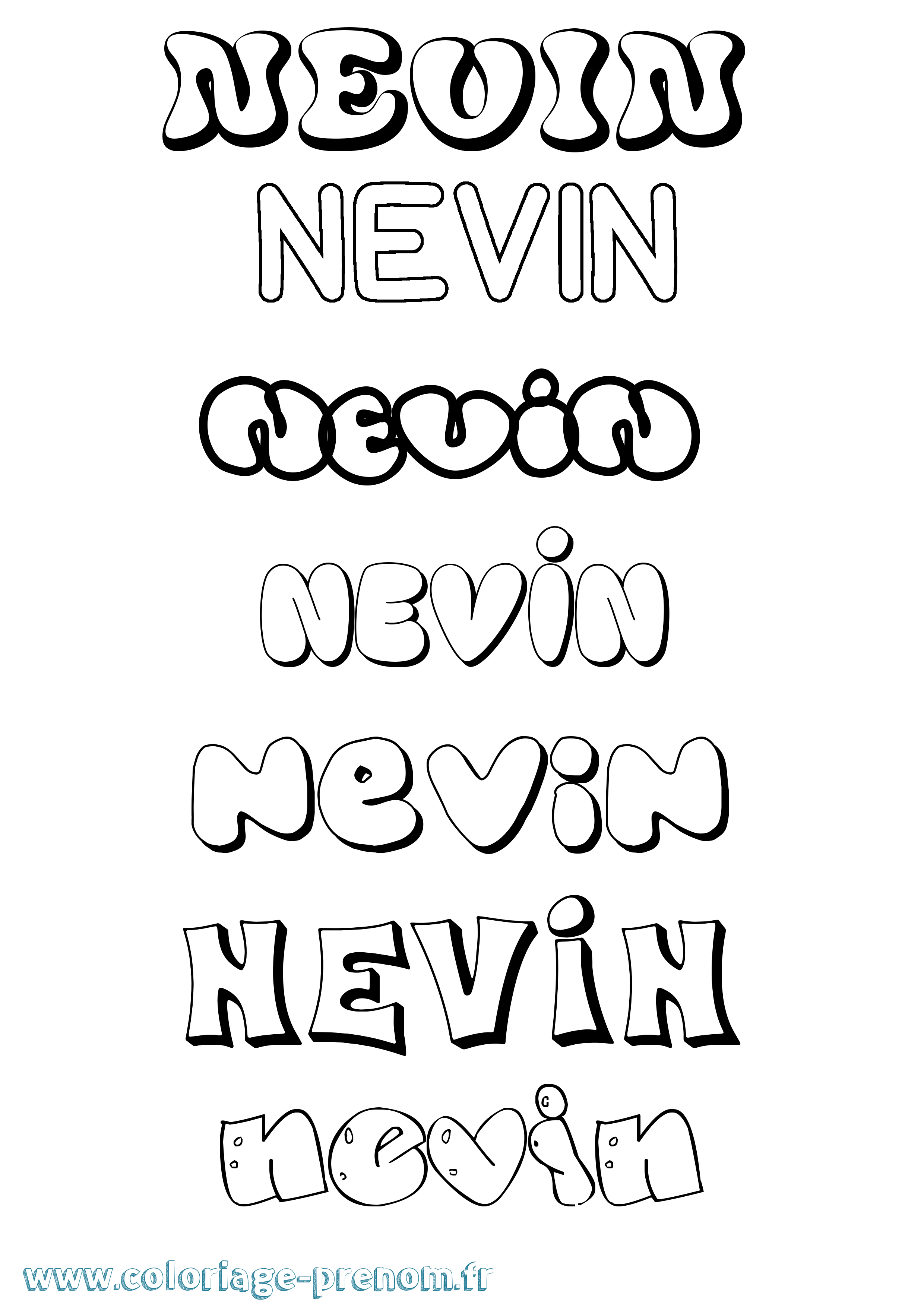 Coloriage Nevin Bubble Coloriage prénom Nevin Bubble