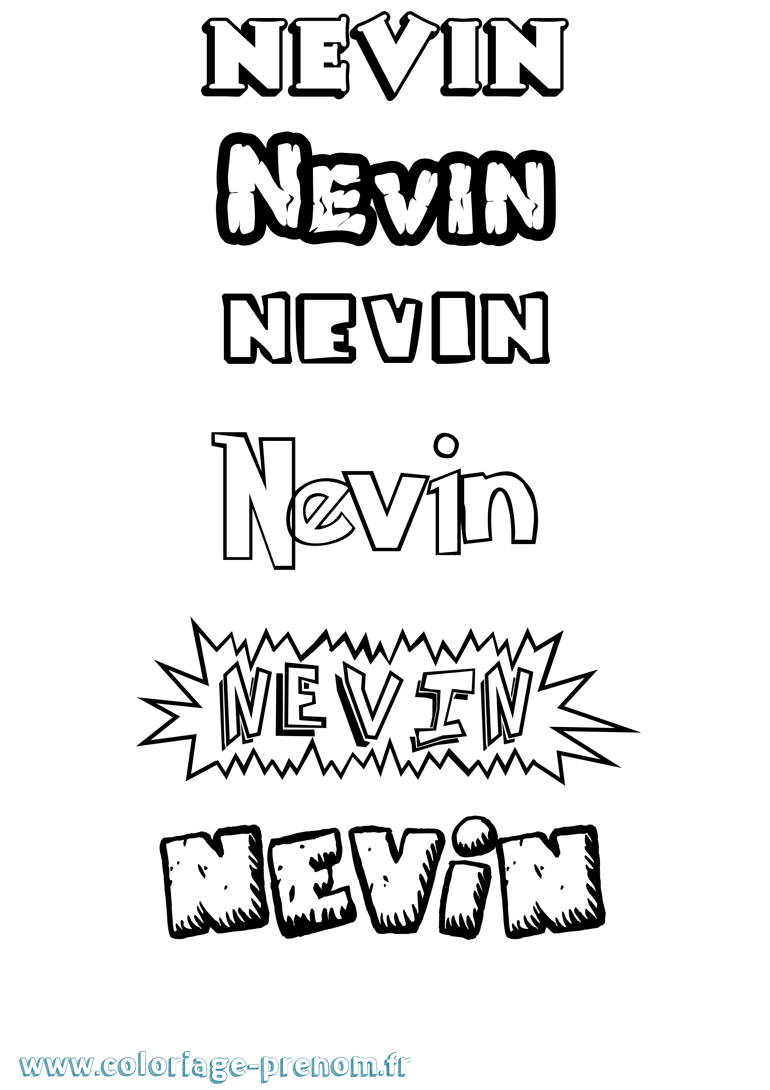 Coloriage Nevin Dessin Animé Coloriage prénom Nevin Dessin Animé