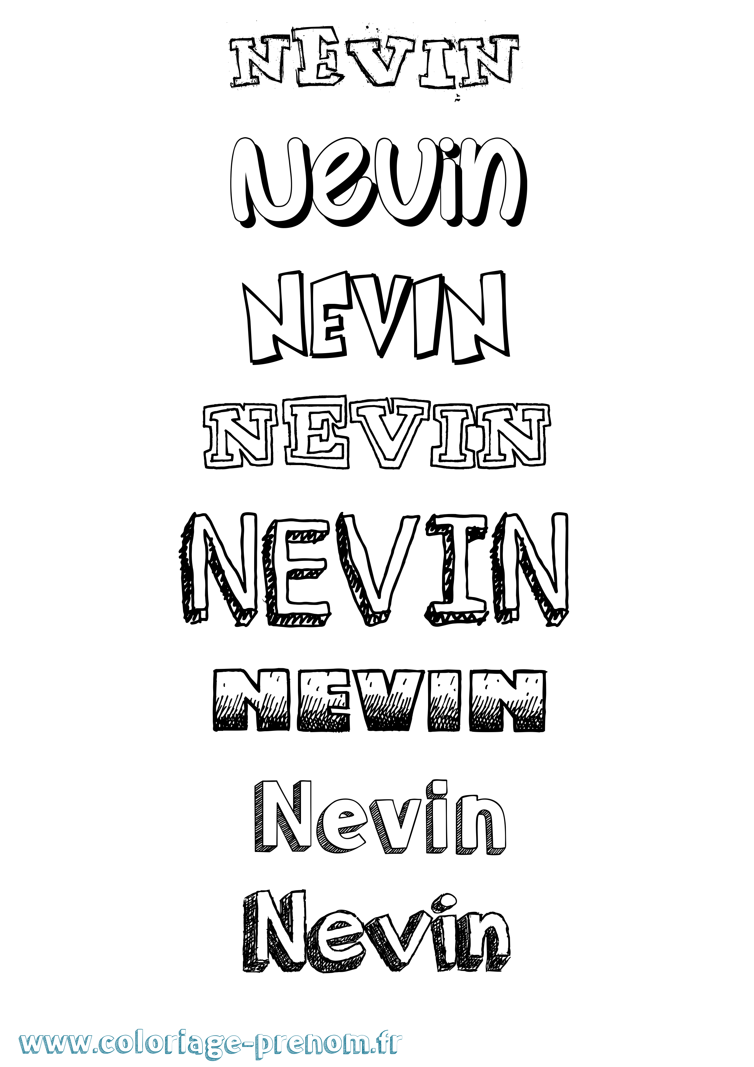 Coloriage Nevin Dessiné Coloriage prénom Nevin Dessiné