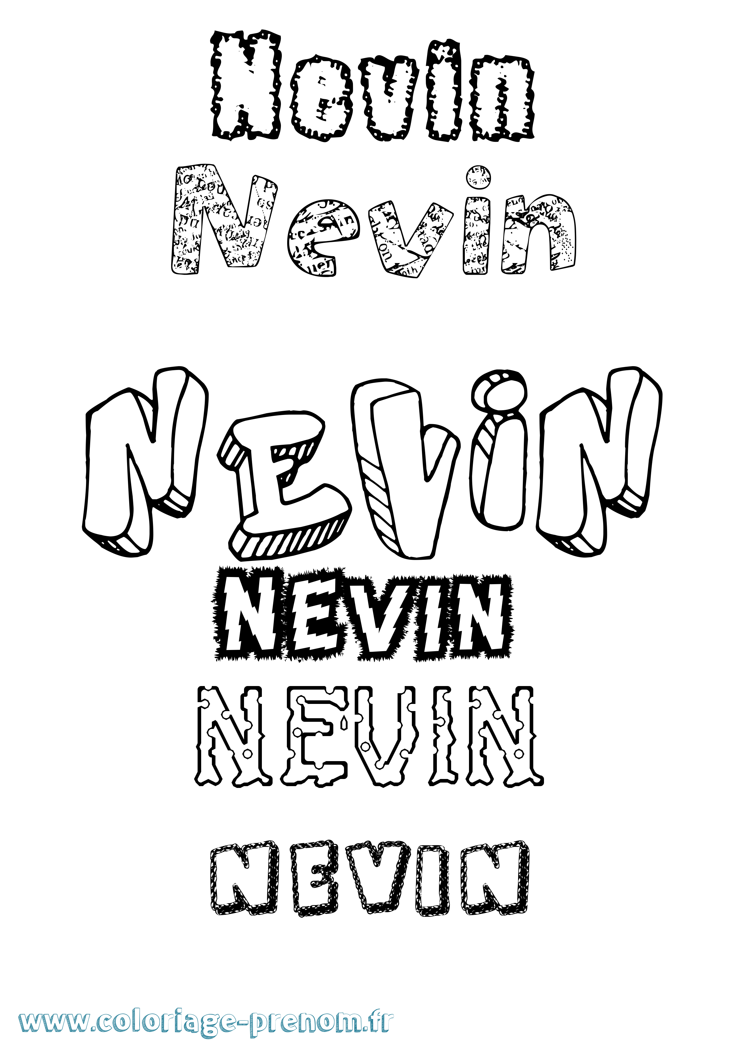 Coloriage Nevin Destructuré Coloriage prénom Nevin Destructuré