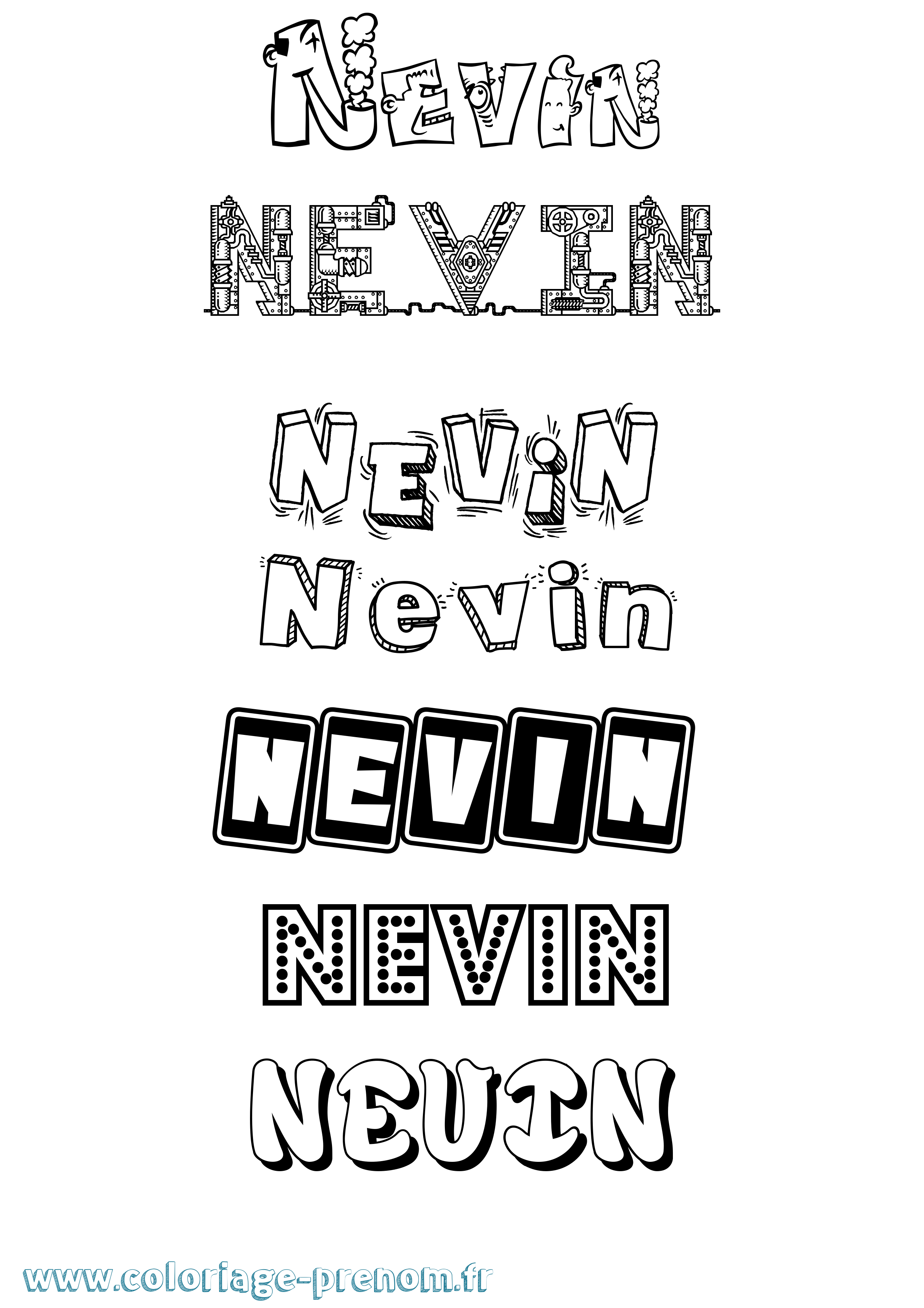 Coloriage Nevin Fun Coloriage prénom Nevin Fun