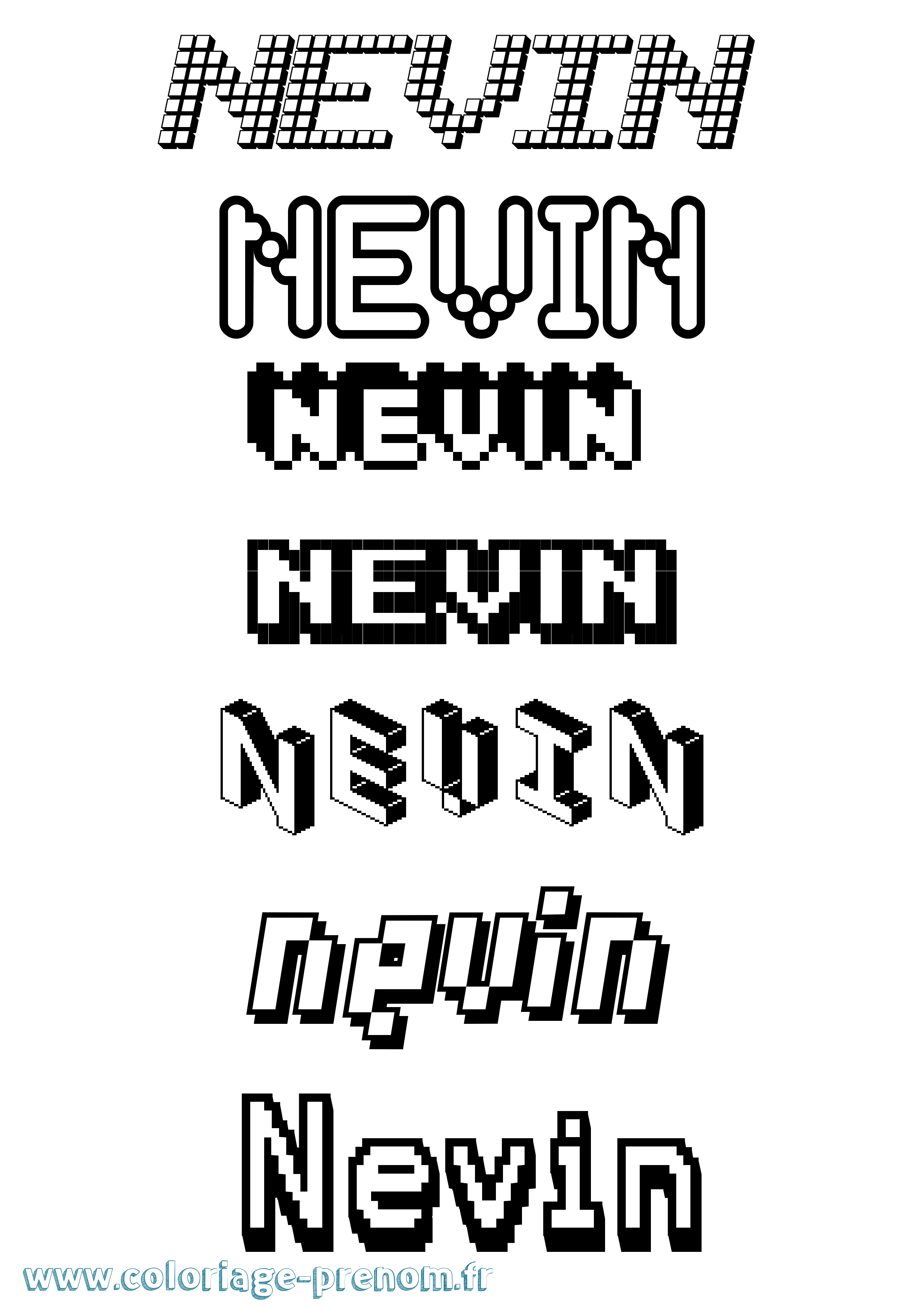 Coloriage Nevin Pixel Coloriage prénom Nevin Pixel