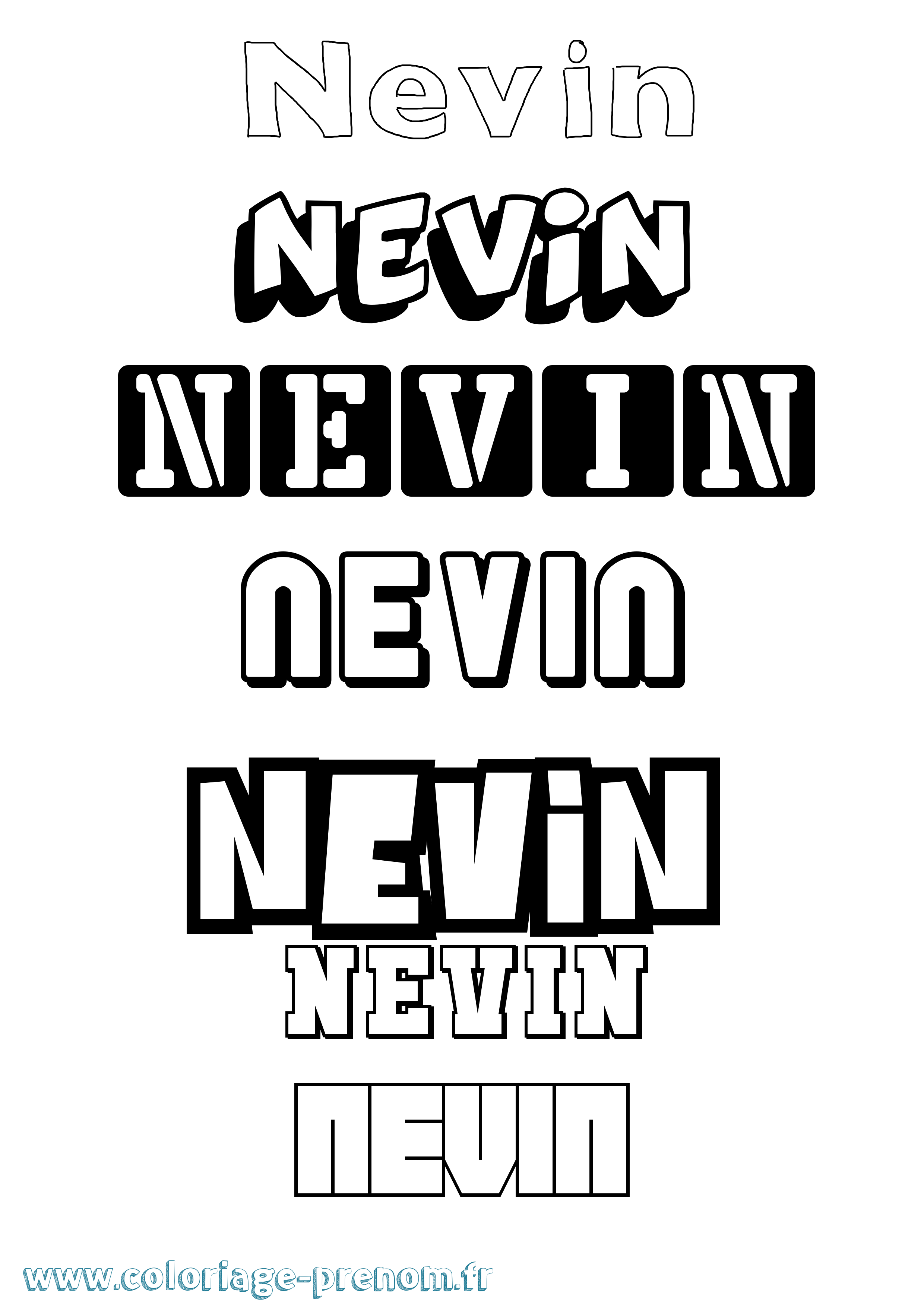 Coloriage Nevin Simple Coloriage prénom Nevin Simple