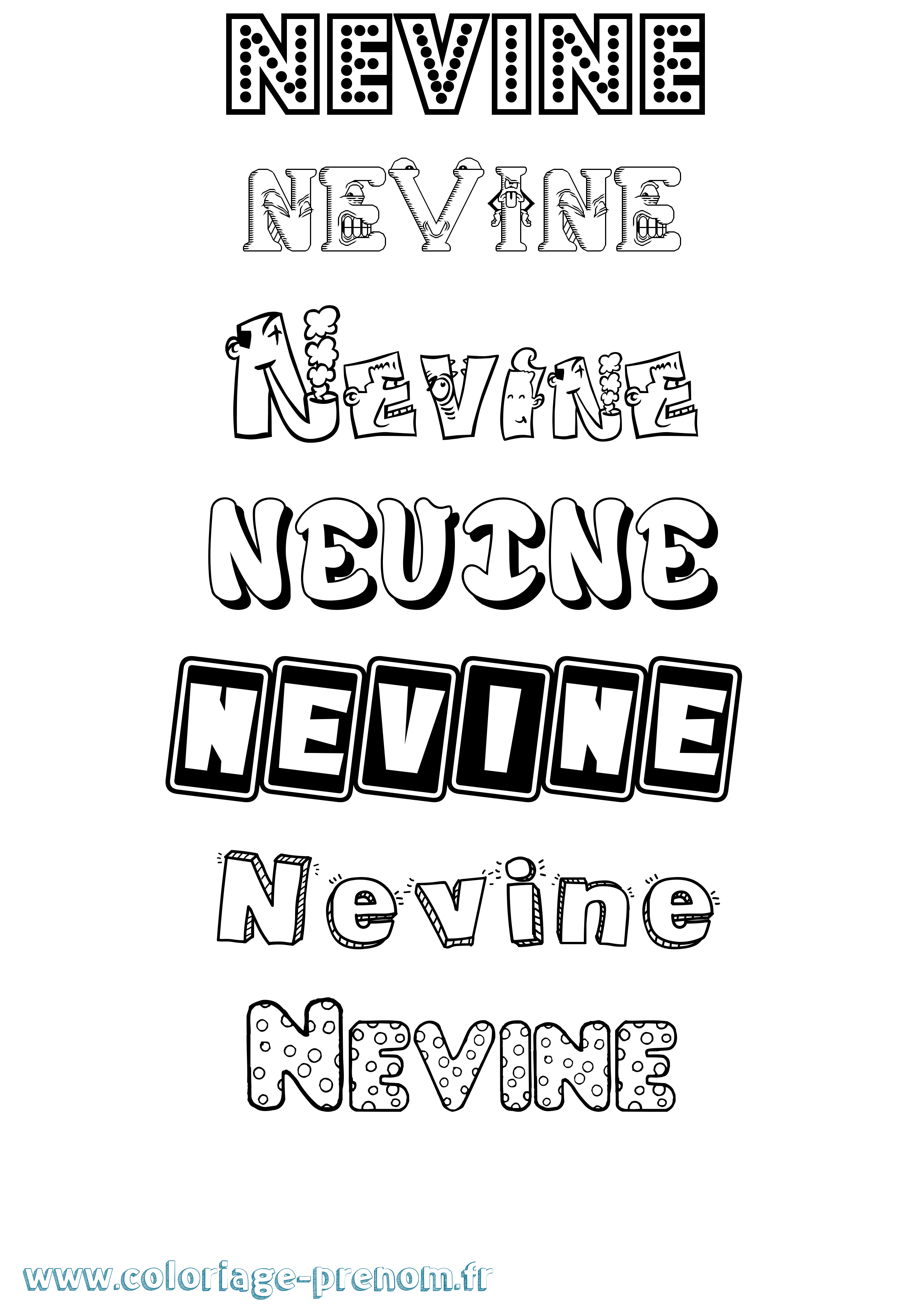 Coloriage Nevine Fun Coloriage prénom Nevine Fun