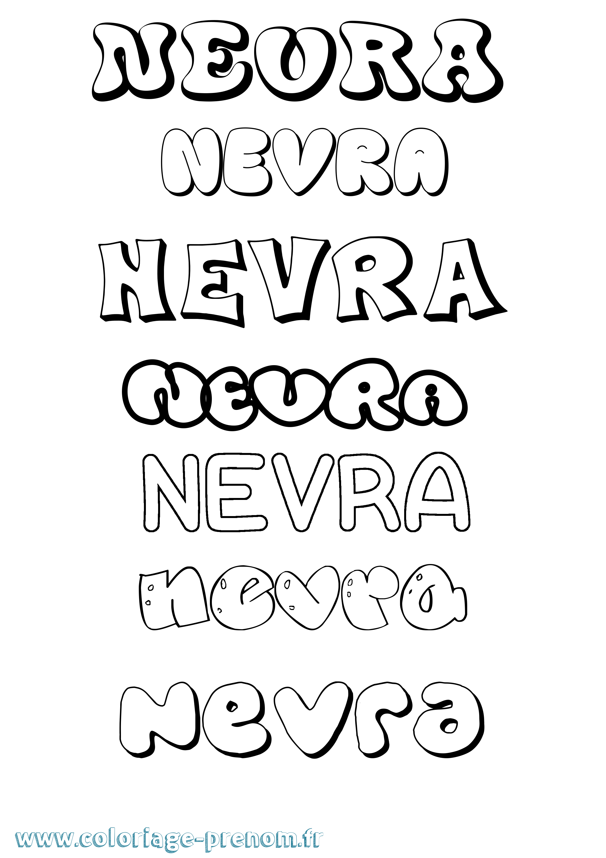 Coloriage Nevra Bubble Coloriage prénom Nevra Bubble