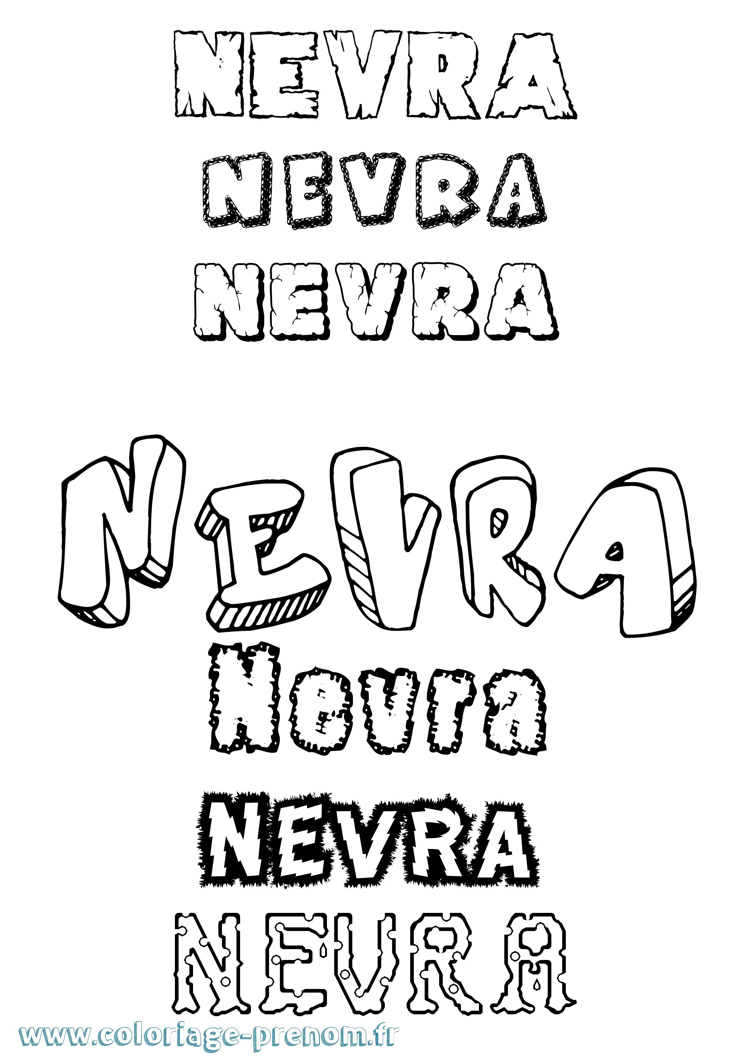 Coloriage Nevra Destructuré Coloriage prénom Nevra Destructuré