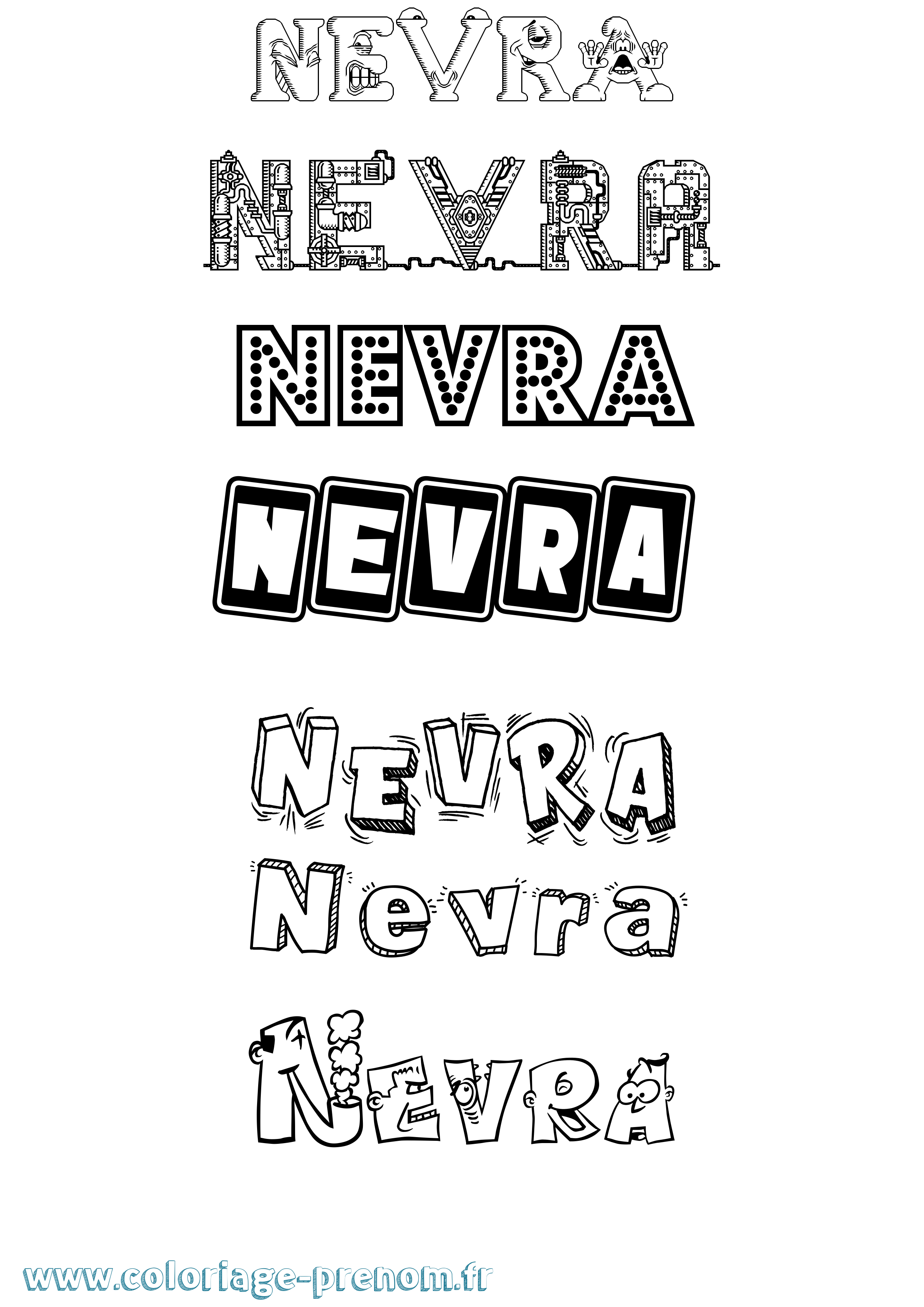Coloriage Nevra Fun Coloriage prénom Nevra Fun