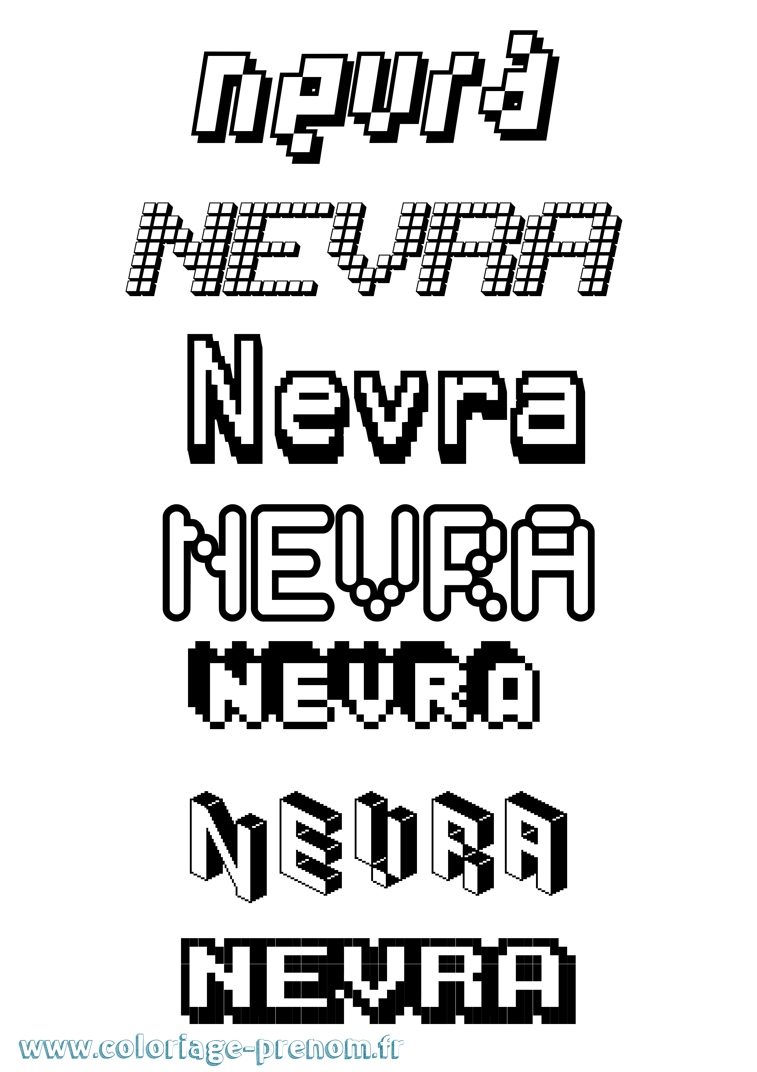 Coloriage Nevra Pixel Coloriage prénom Nevra Pixel