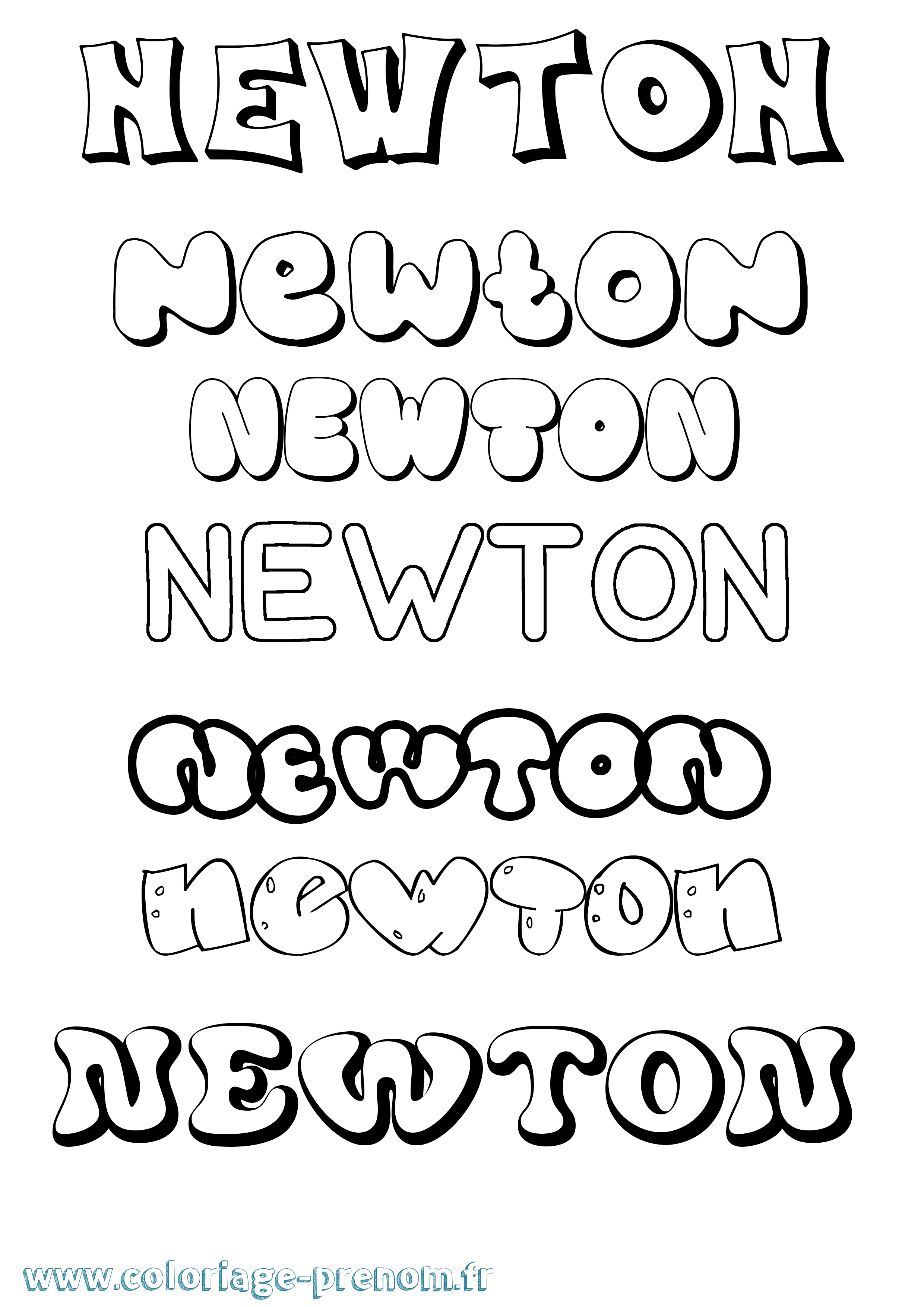 Coloriage Newton Bubble Coloriage prénom Newton Bubble