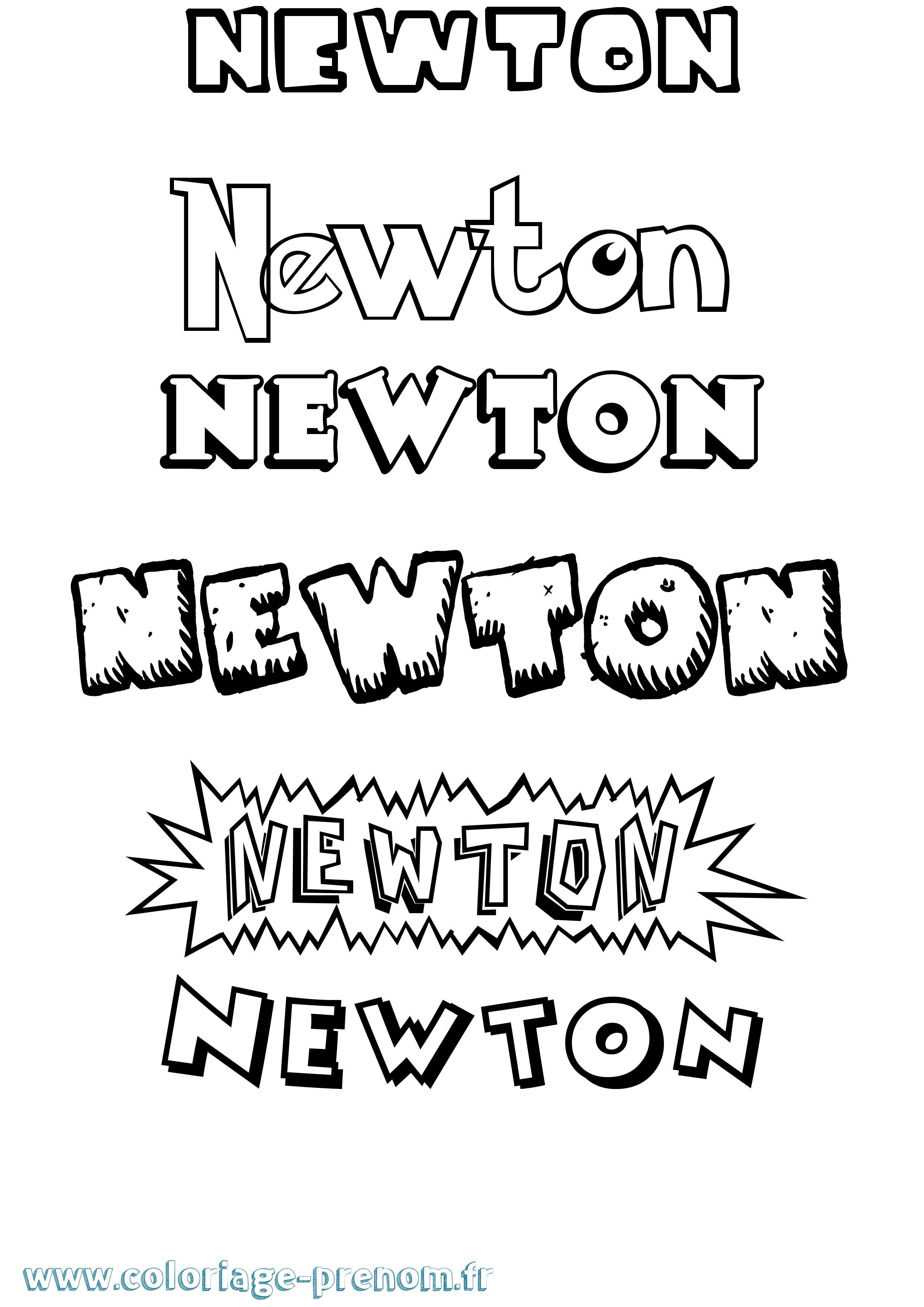 Coloriage Newton Dessin Animé Coloriage prénom Newton Dessin Animé