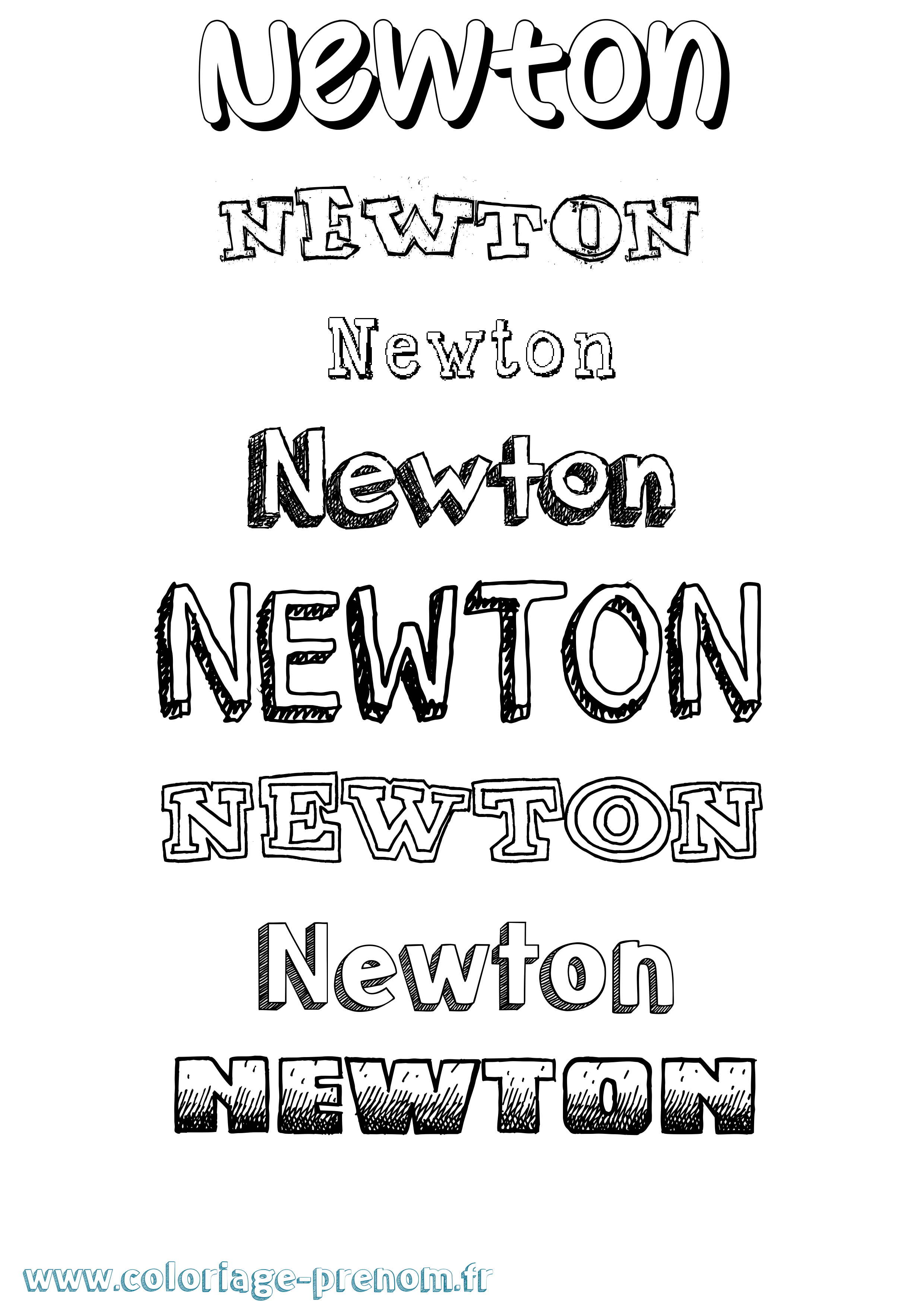 Coloriage Newton Dessiné Coloriage prénom Newton Dessiné