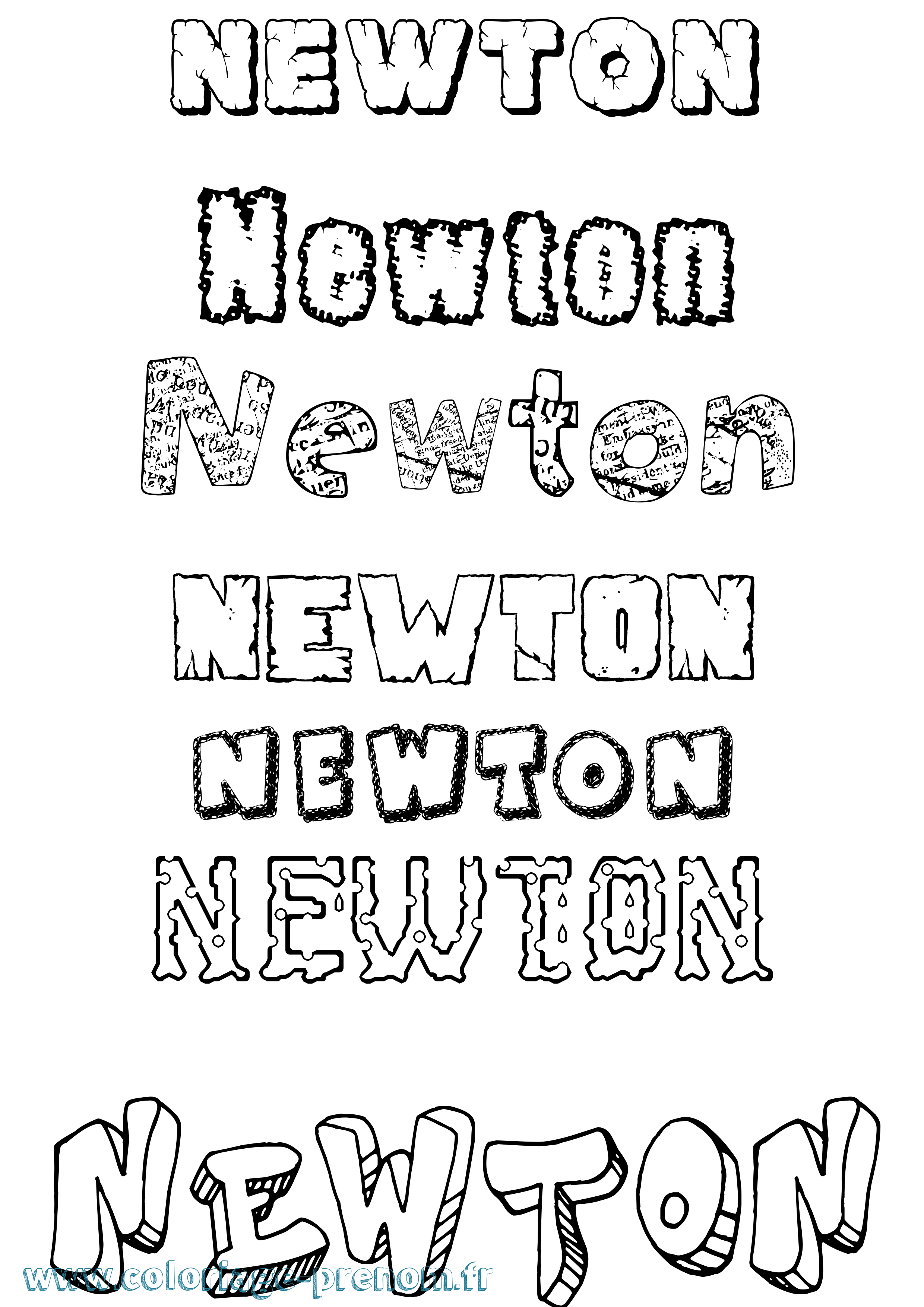 Coloriage Newton Destructuré Coloriage prénom Newton Destructuré