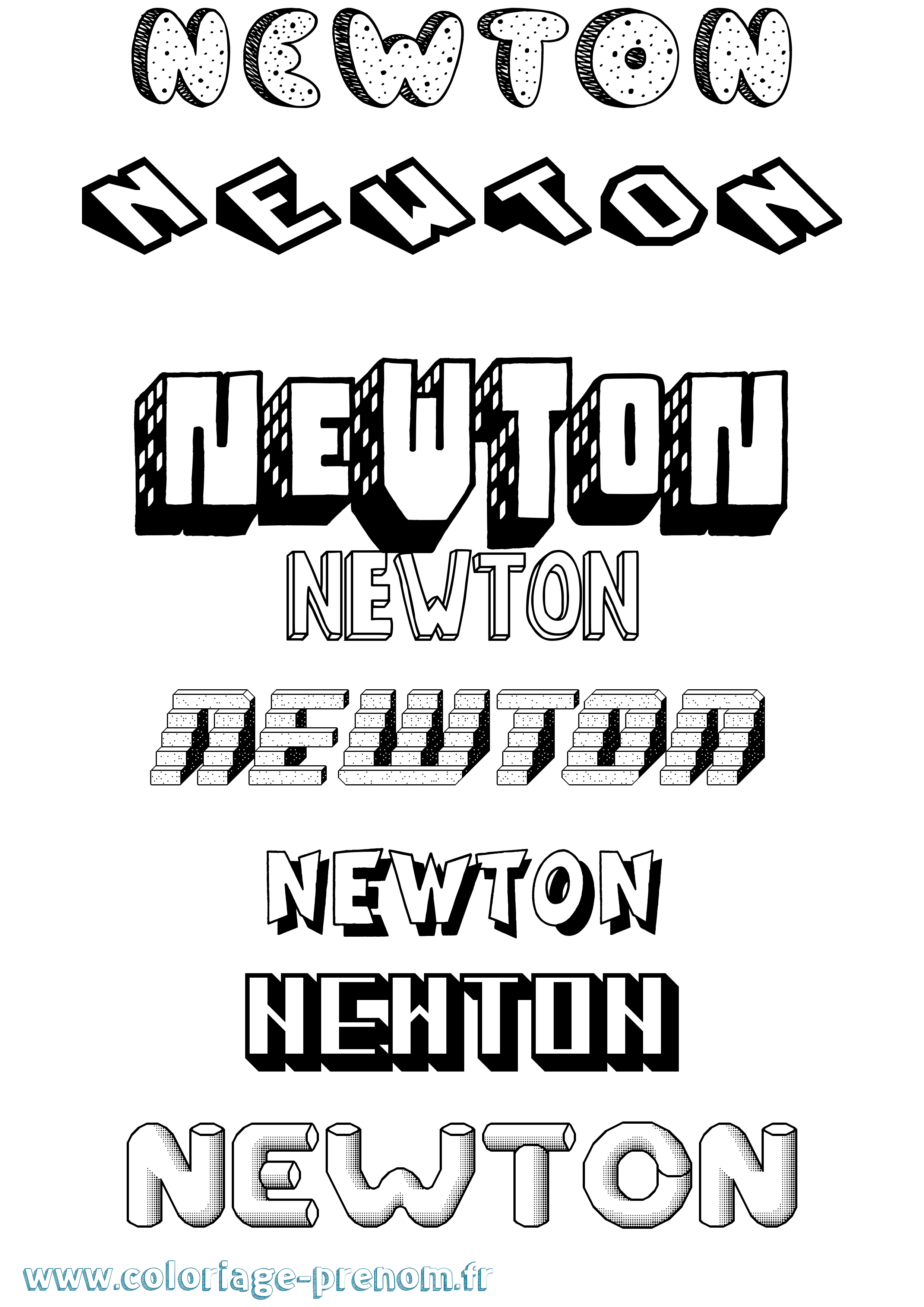 Coloriage Newton Effet 3D Coloriage prénom Newton Effet 3D