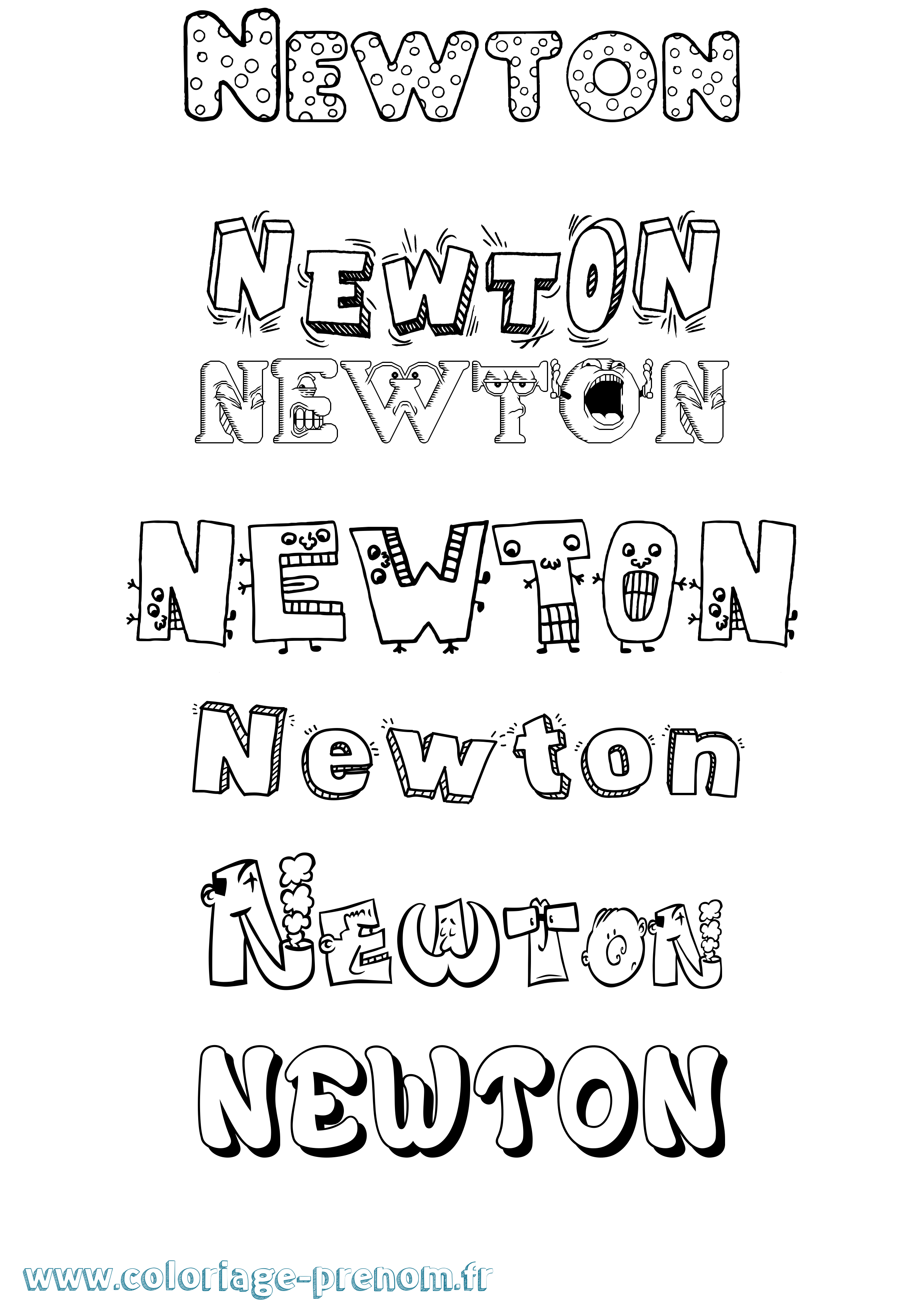 Coloriage Newton Fun Coloriage prénom Newton Fun