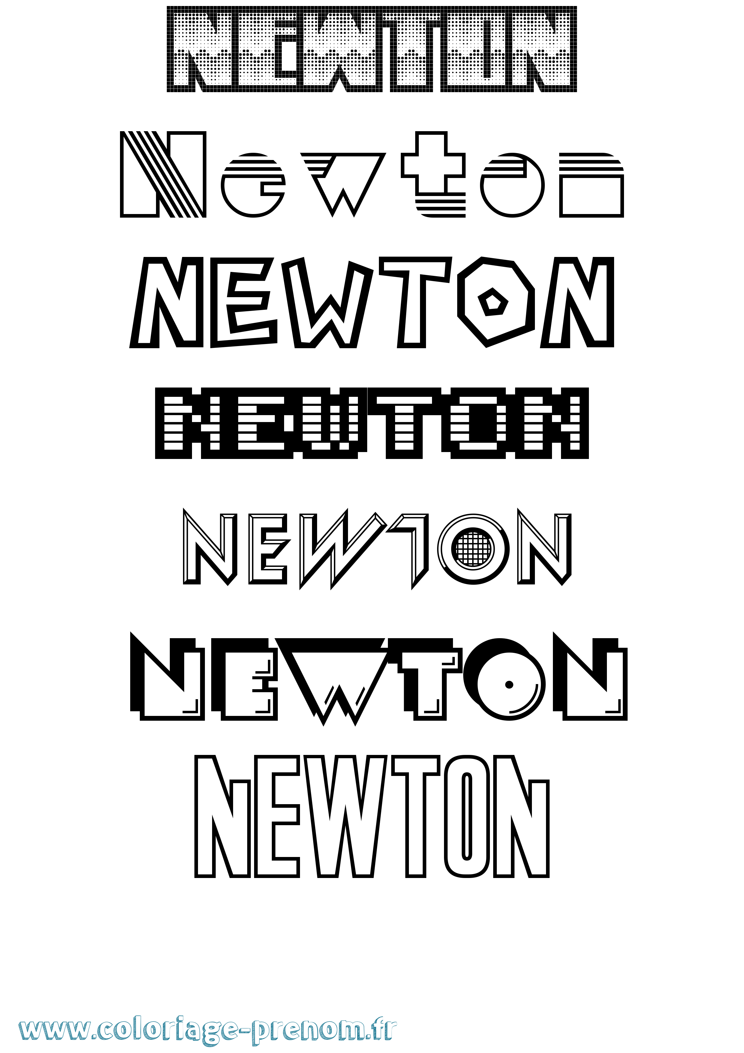 Coloriage Newton Jeux Vidéos Coloriage prénom Newton Jeux Vidéos