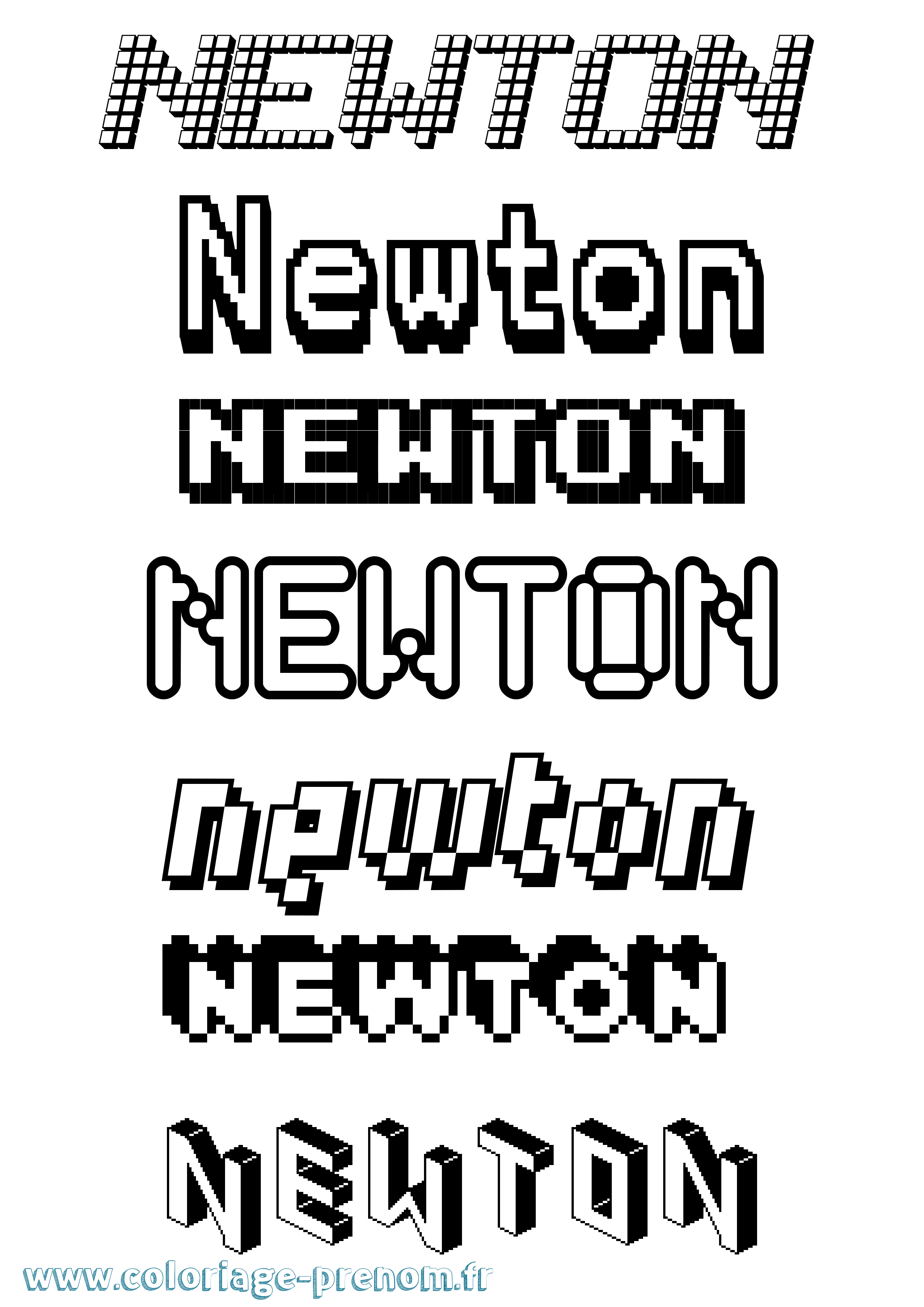 Coloriage Newton Pixel Coloriage prénom Newton Pixel