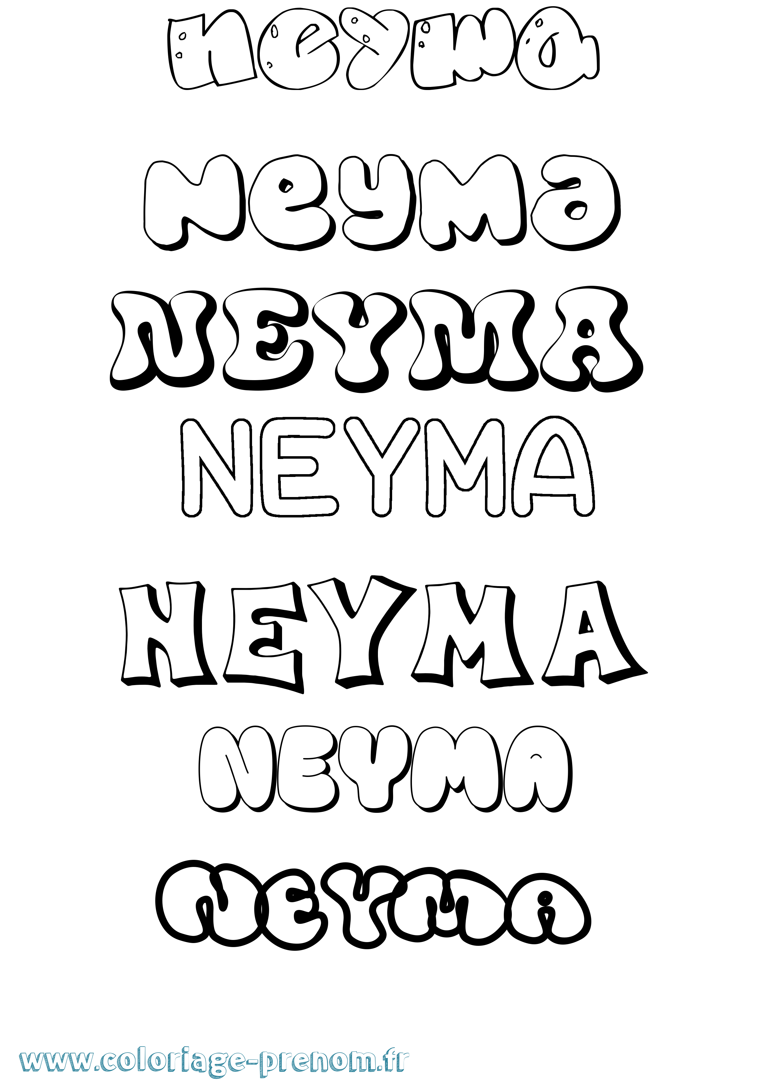 Coloriage Neyma Bubble Coloriage prénom Neyma Bubble