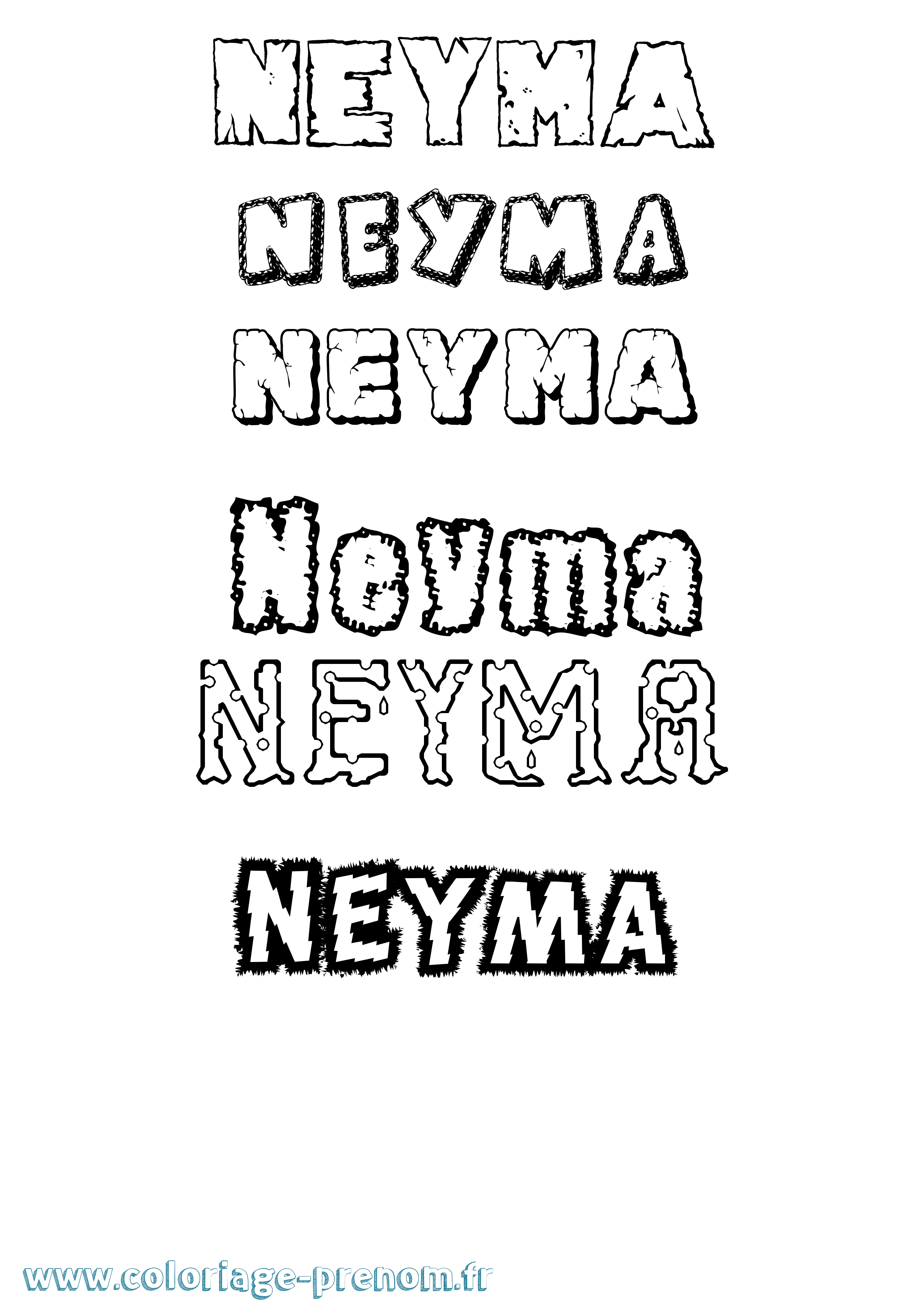 Coloriage Neyma Destructuré Coloriage prénom Neyma Destructuré
