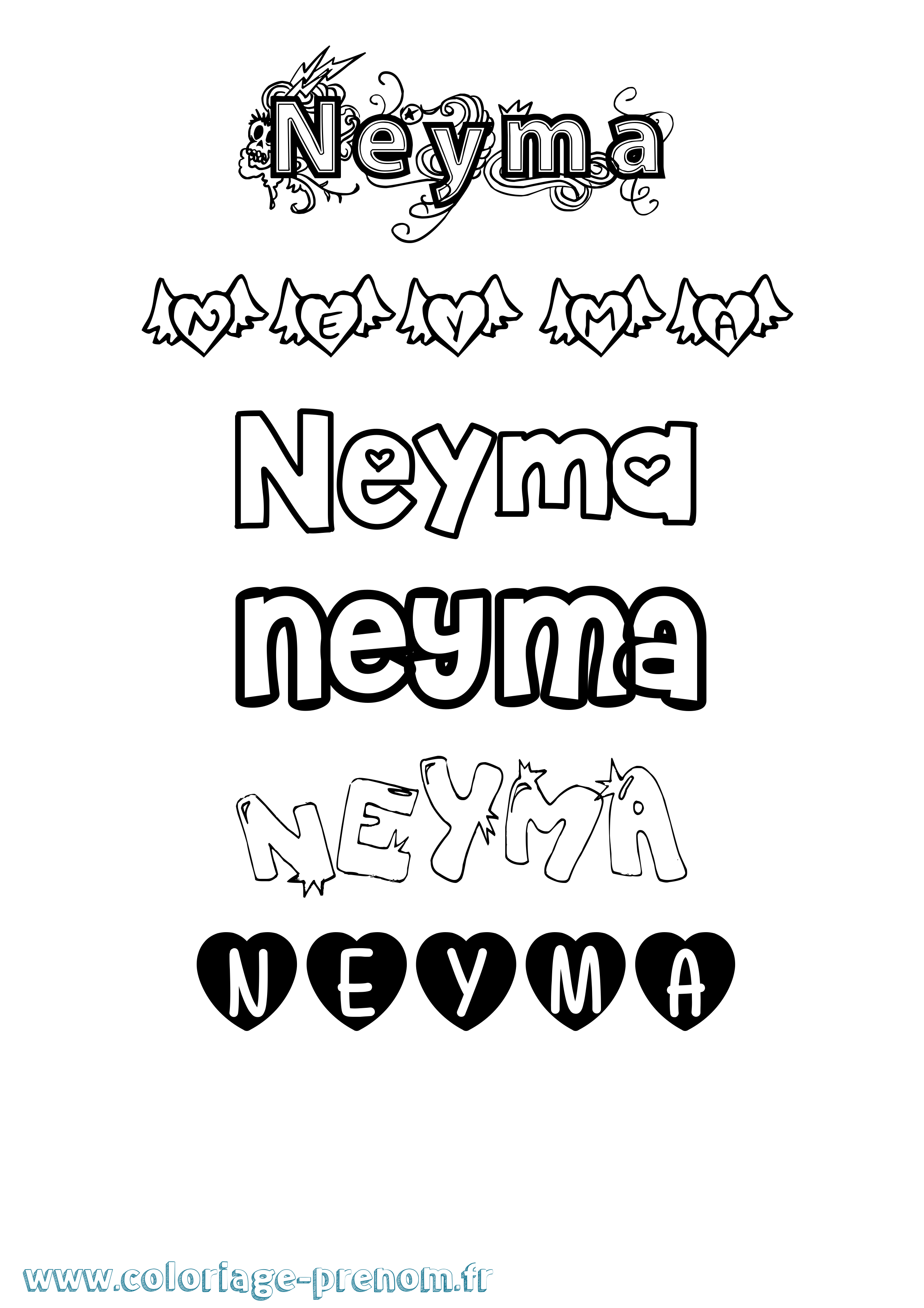 Coloriage Neyma Girly Coloriage prénom Neyma Girly