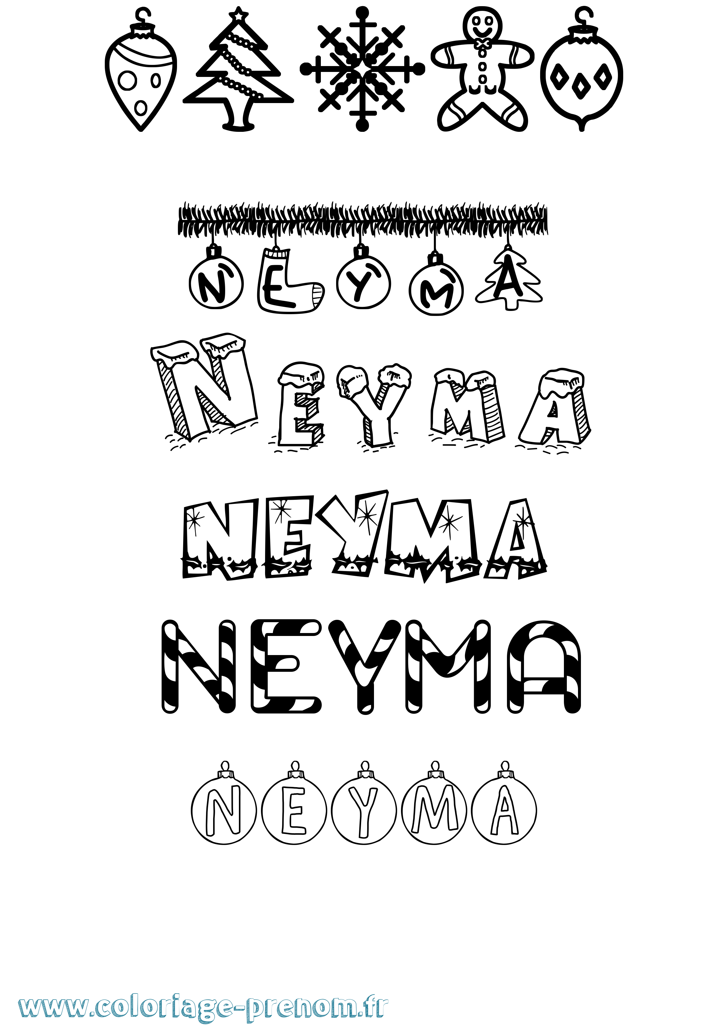 Coloriage Neyma Noël Coloriage prénom Neyma Noël
