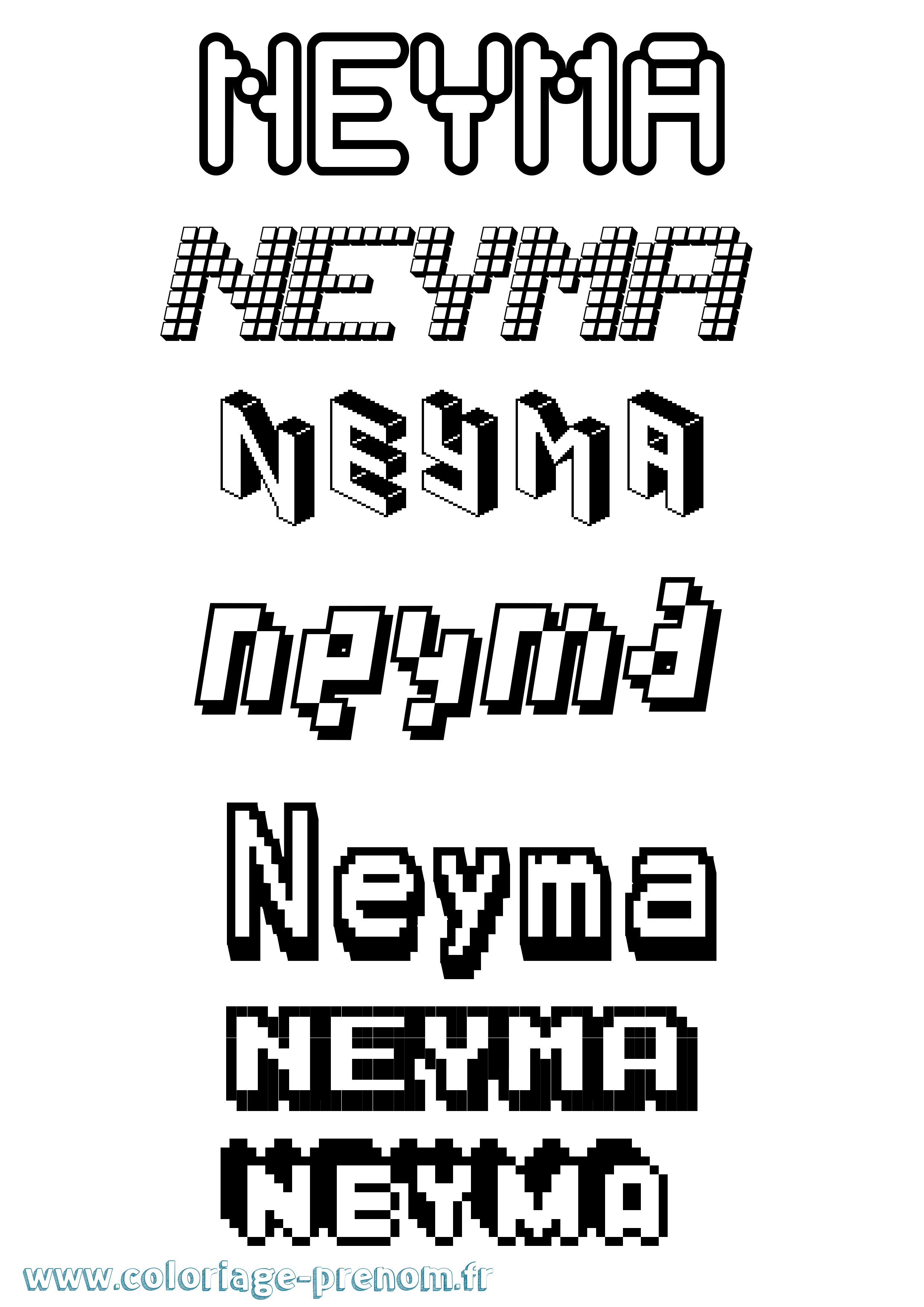 Coloriage Neyma Pixel Coloriage prénom Neyma Pixel