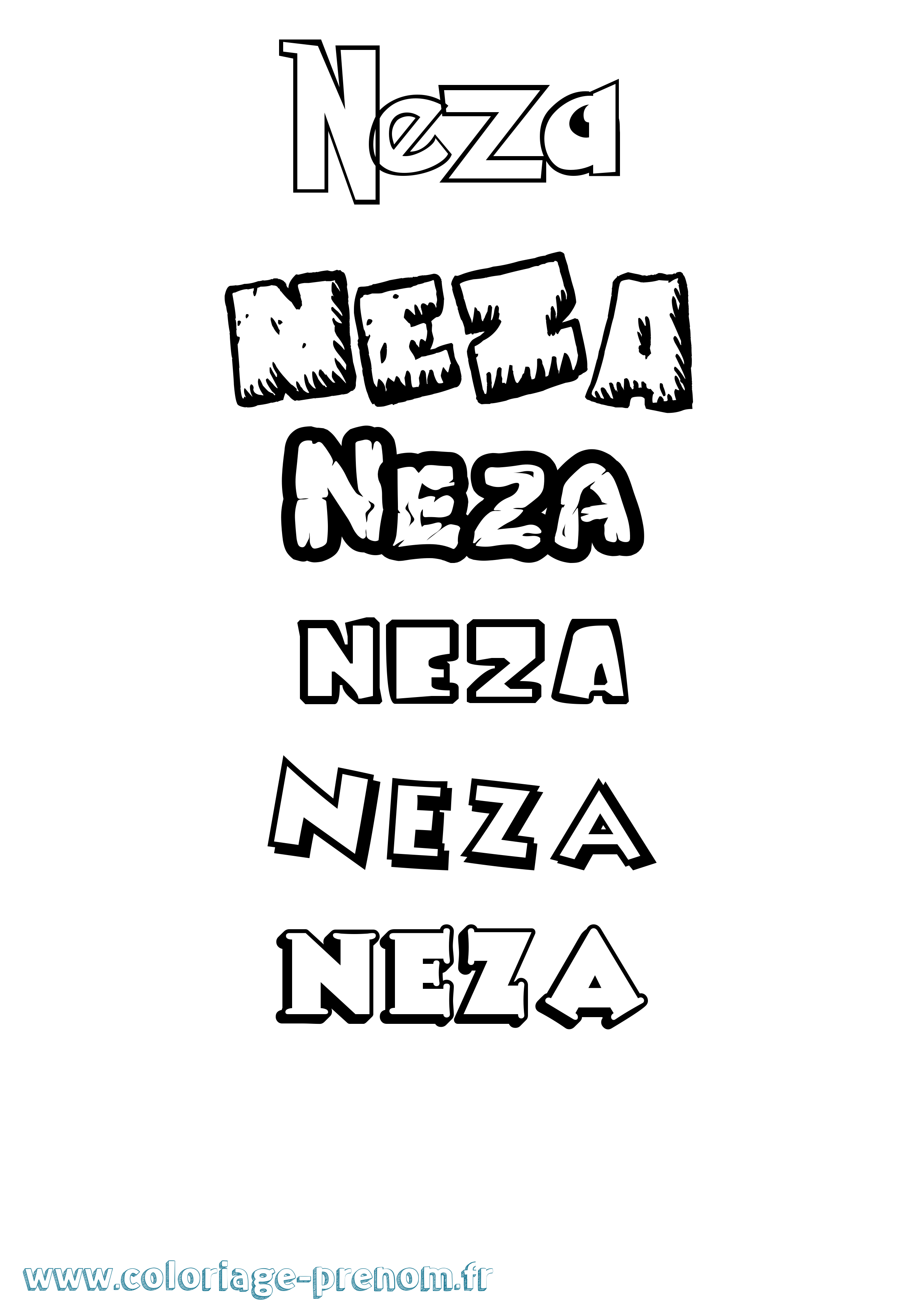 Coloriage Neza Dessin Animé Coloriage prénom Neza Dessin Animé