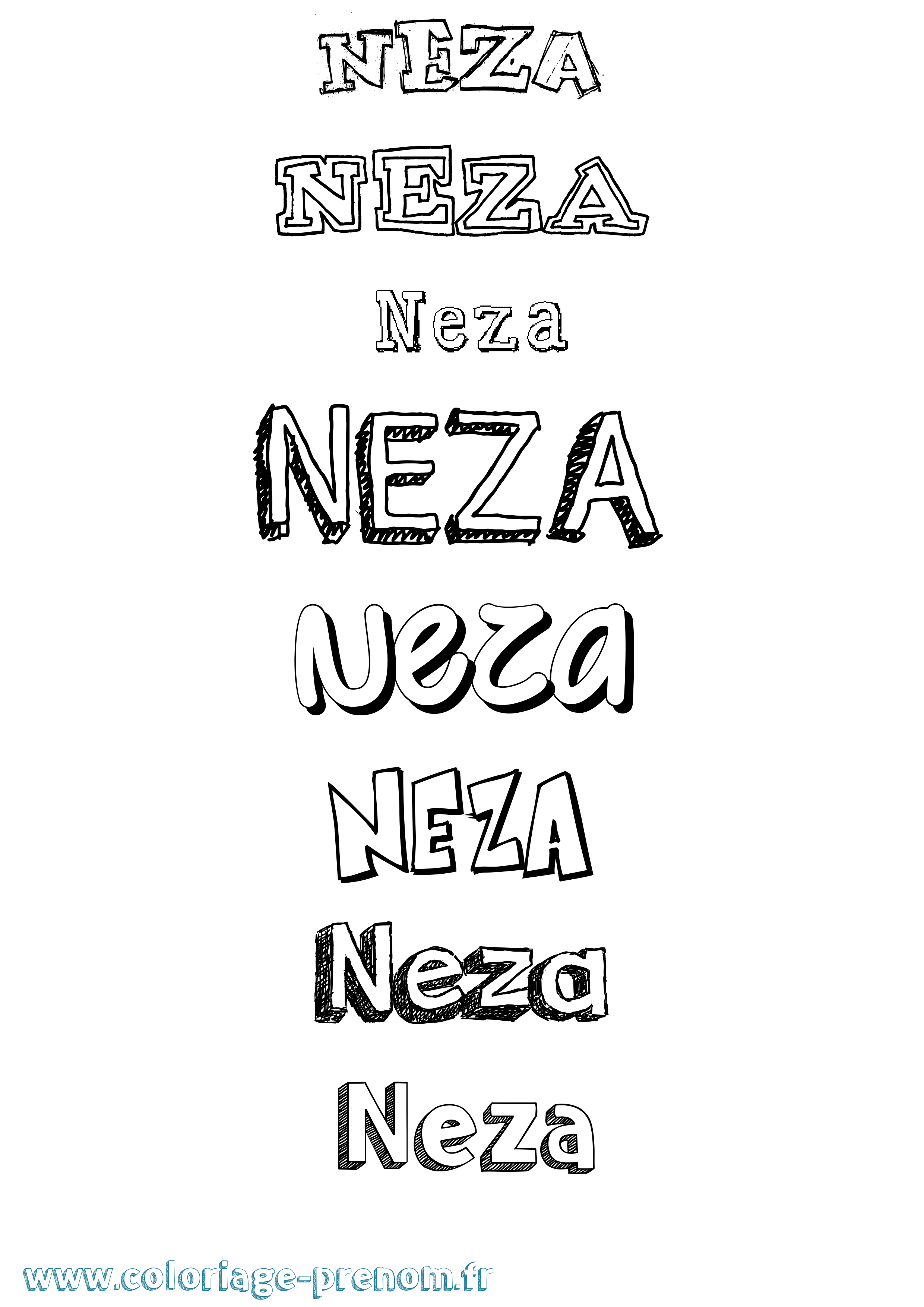 Coloriage Neza Dessiné Coloriage prénom Neza Dessiné