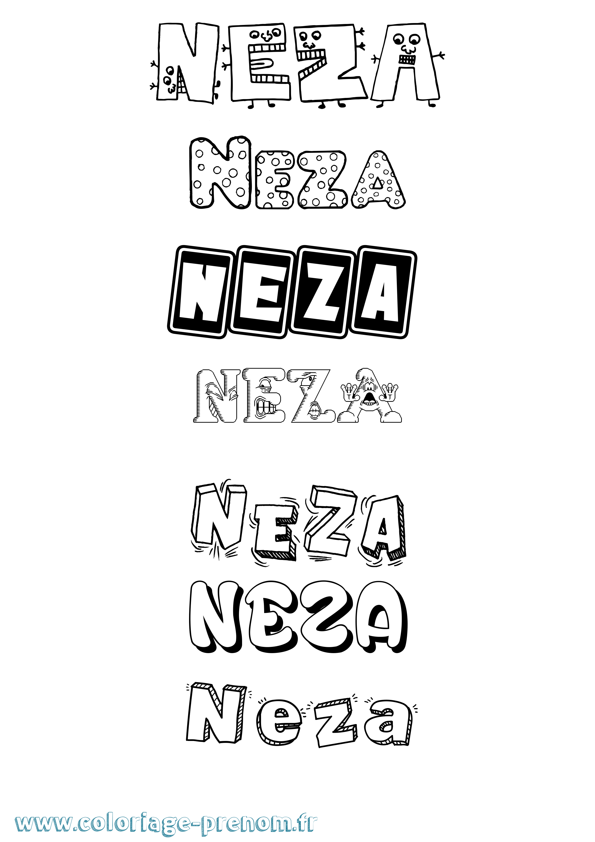 Coloriage Neza Fun Coloriage prénom Neza Fun