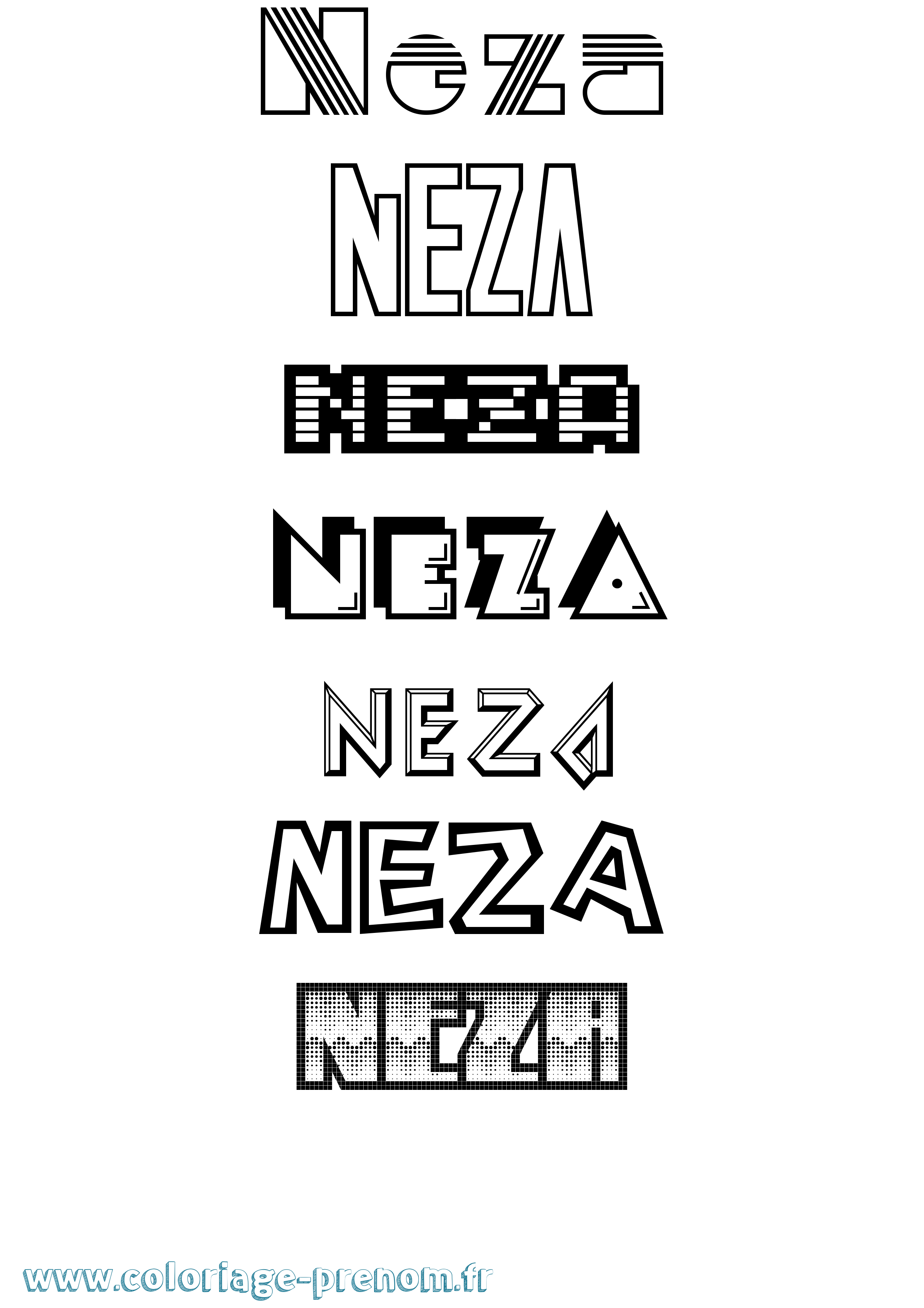 Coloriage Neza Jeux Vidéos Coloriage prénom Neza Jeux Vidéos