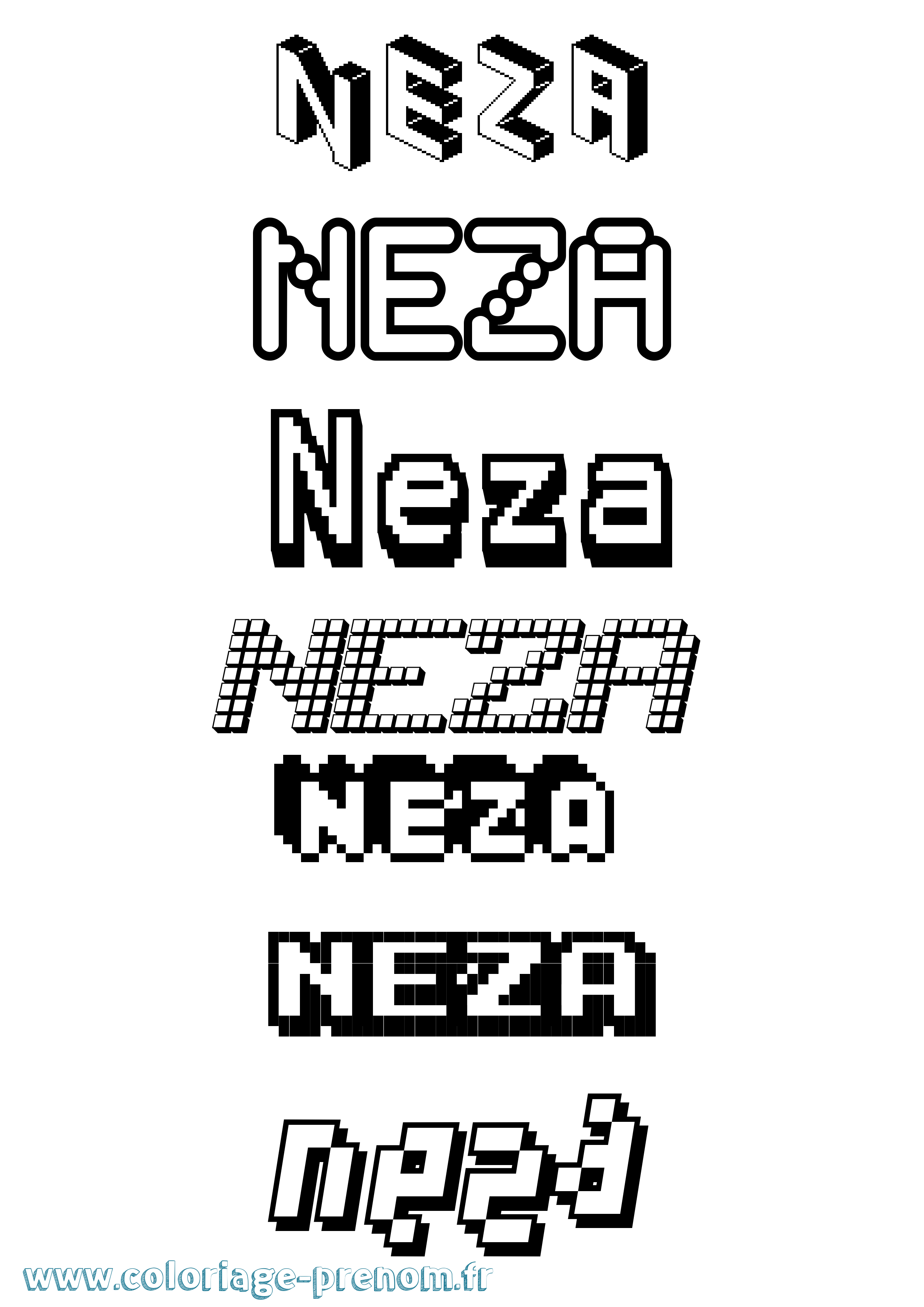 Coloriage Neza Pixel Coloriage prénom Neza Pixel
