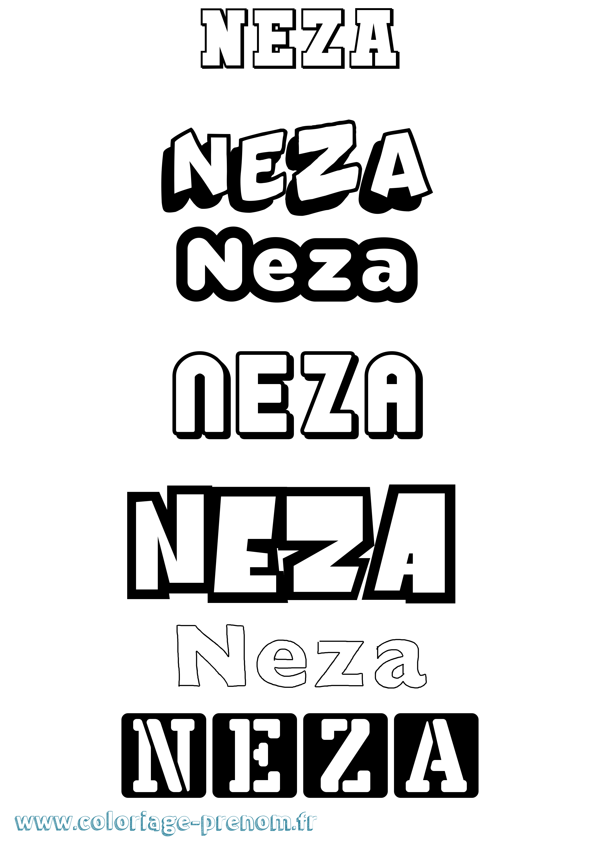 Coloriage Neza Simple Coloriage prénom Neza Simple