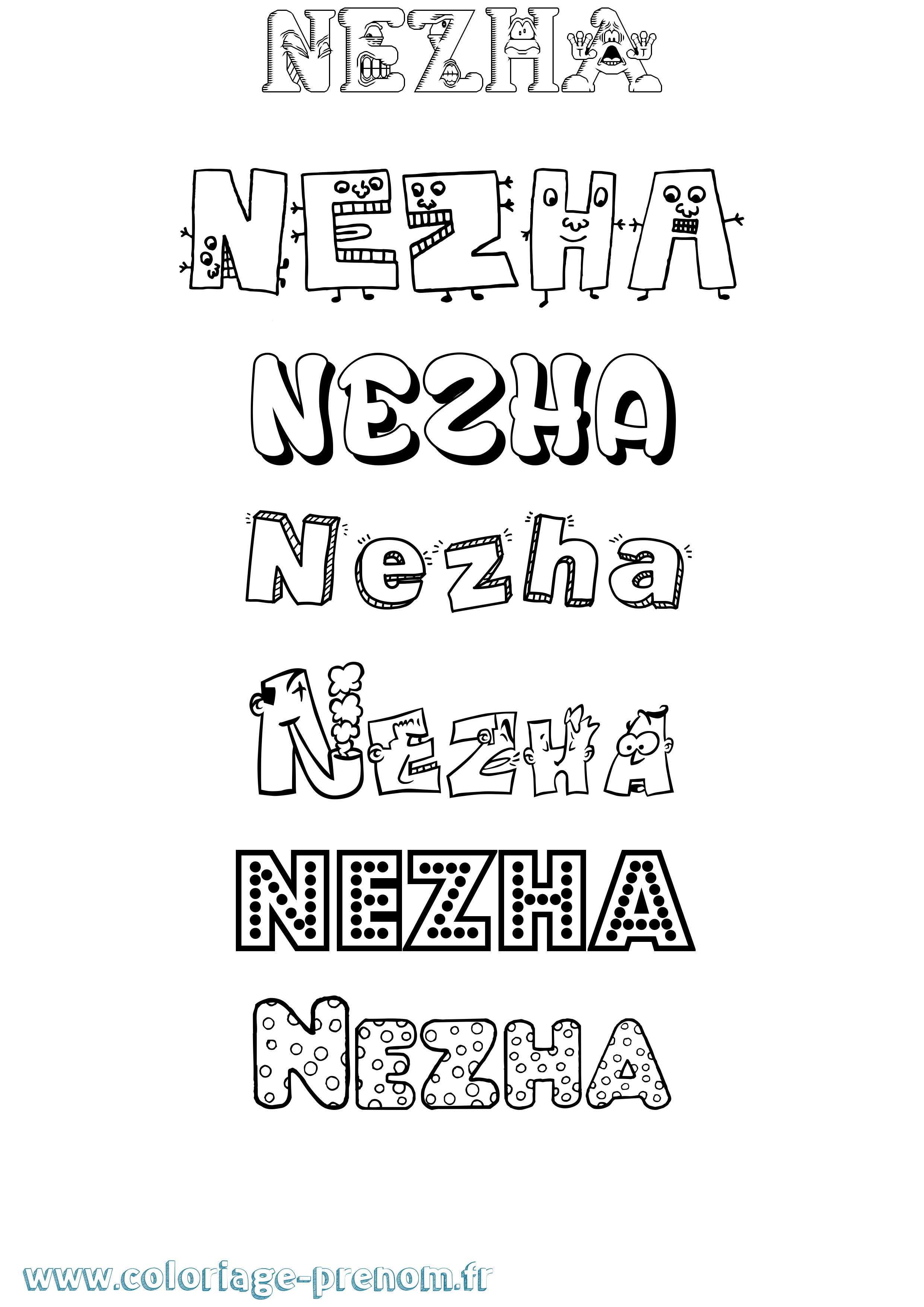 Coloriage Nezha Fun Coloriage prénom Nezha Fun