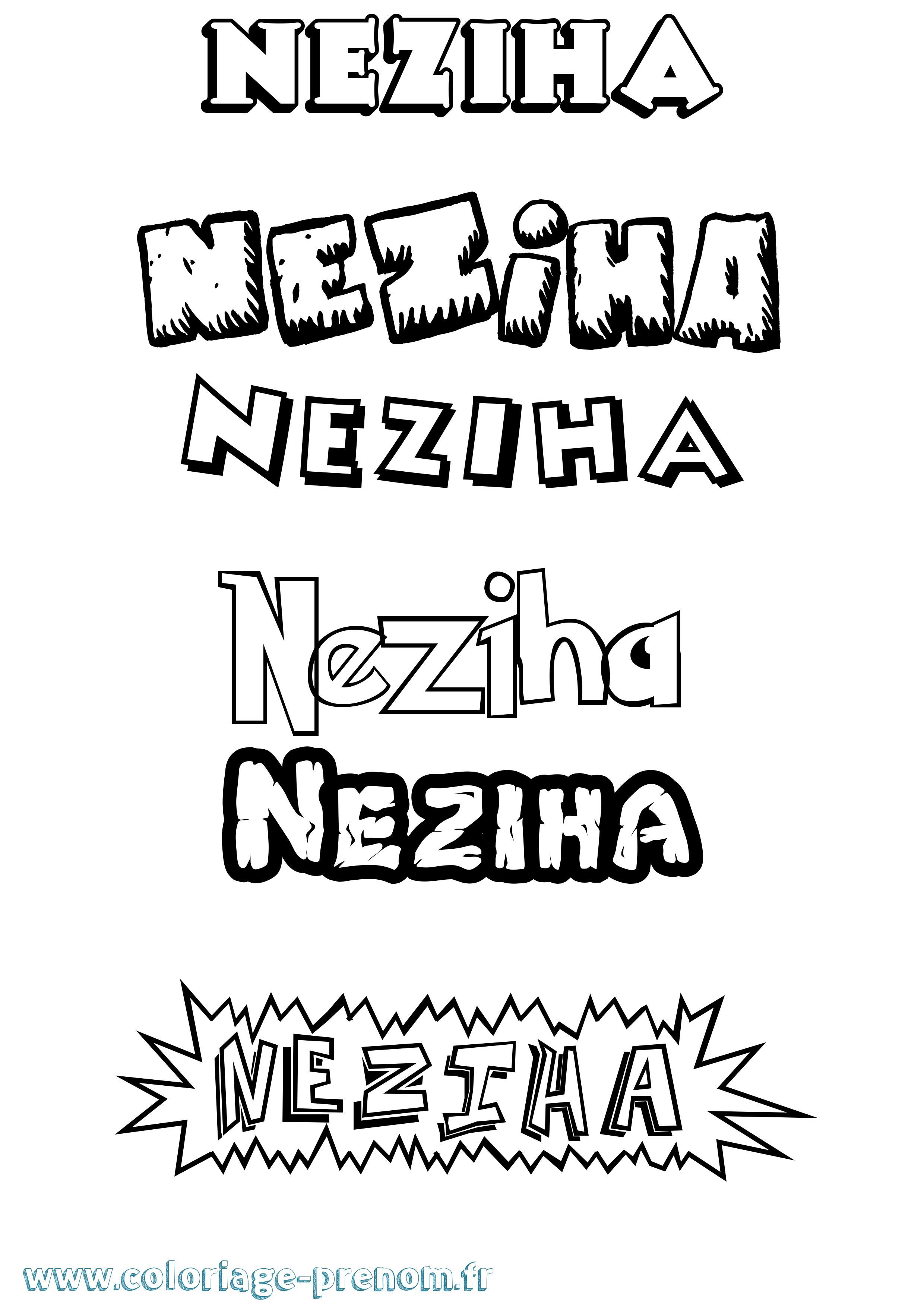 Coloriage Neziha Dessin Animé Coloriage prénom Neziha Dessin Animé