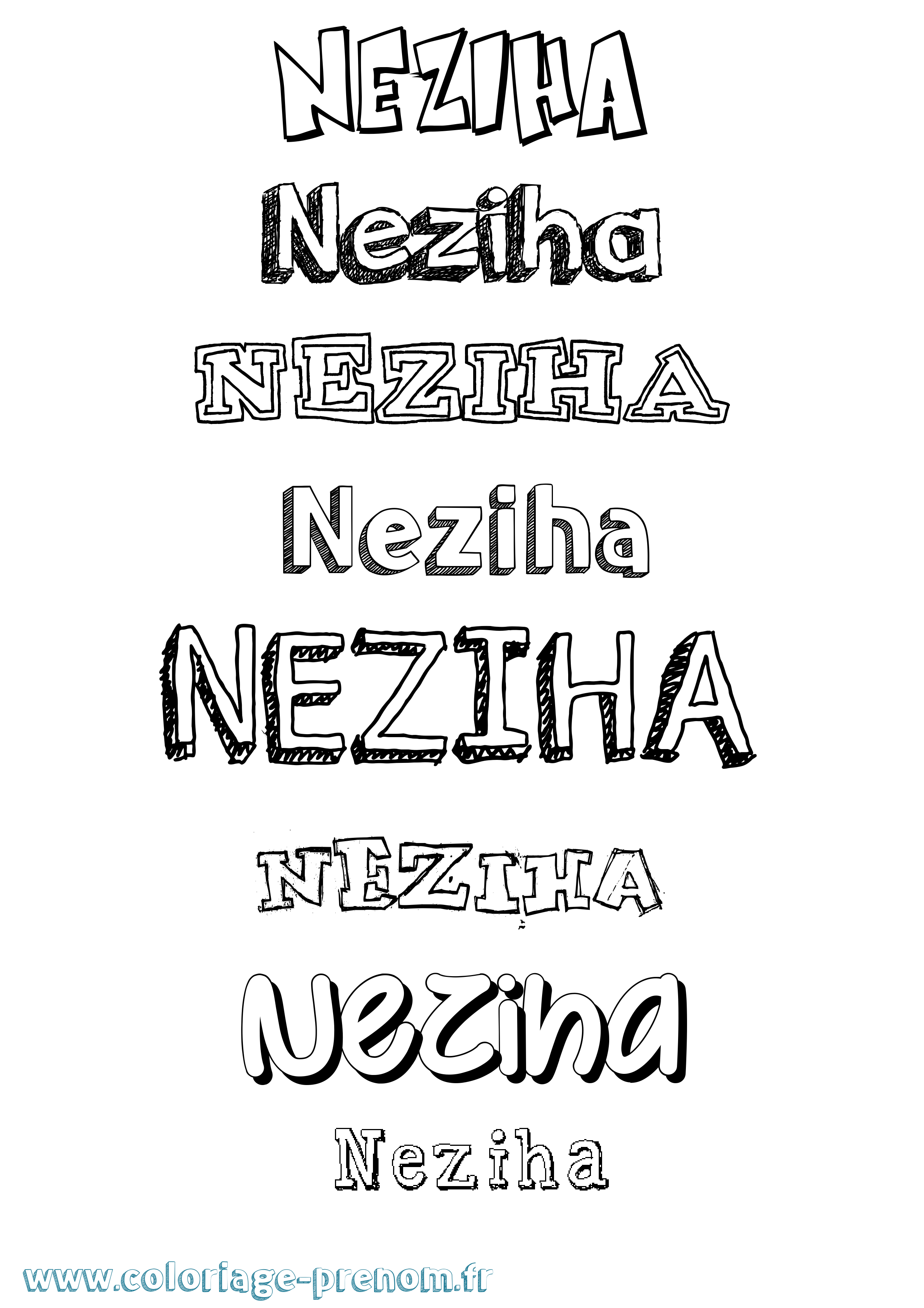 Coloriage Neziha Dessiné Coloriage prénom Neziha Dessiné