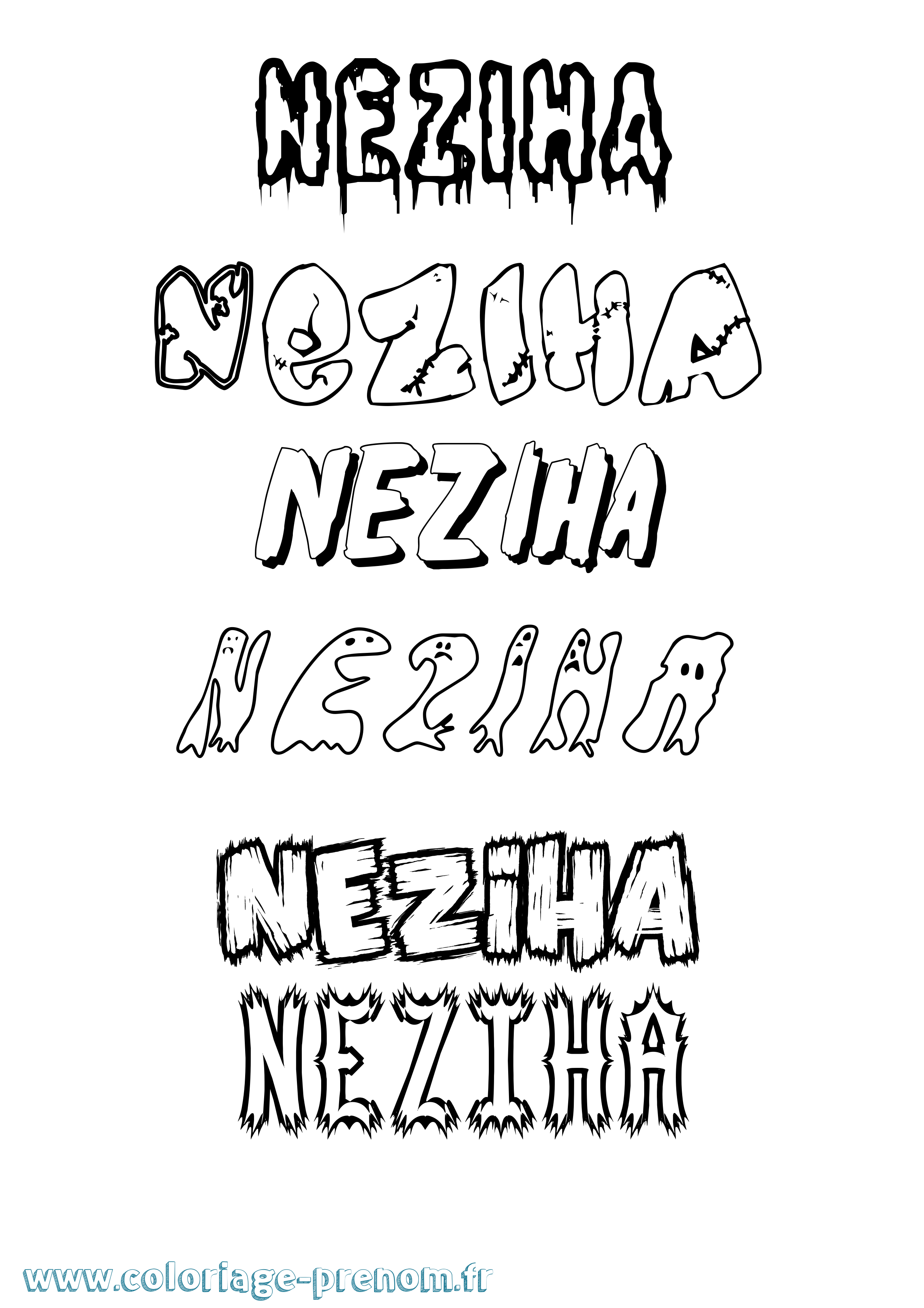 Coloriage Neziha Frisson Coloriage prénom Neziha Frisson