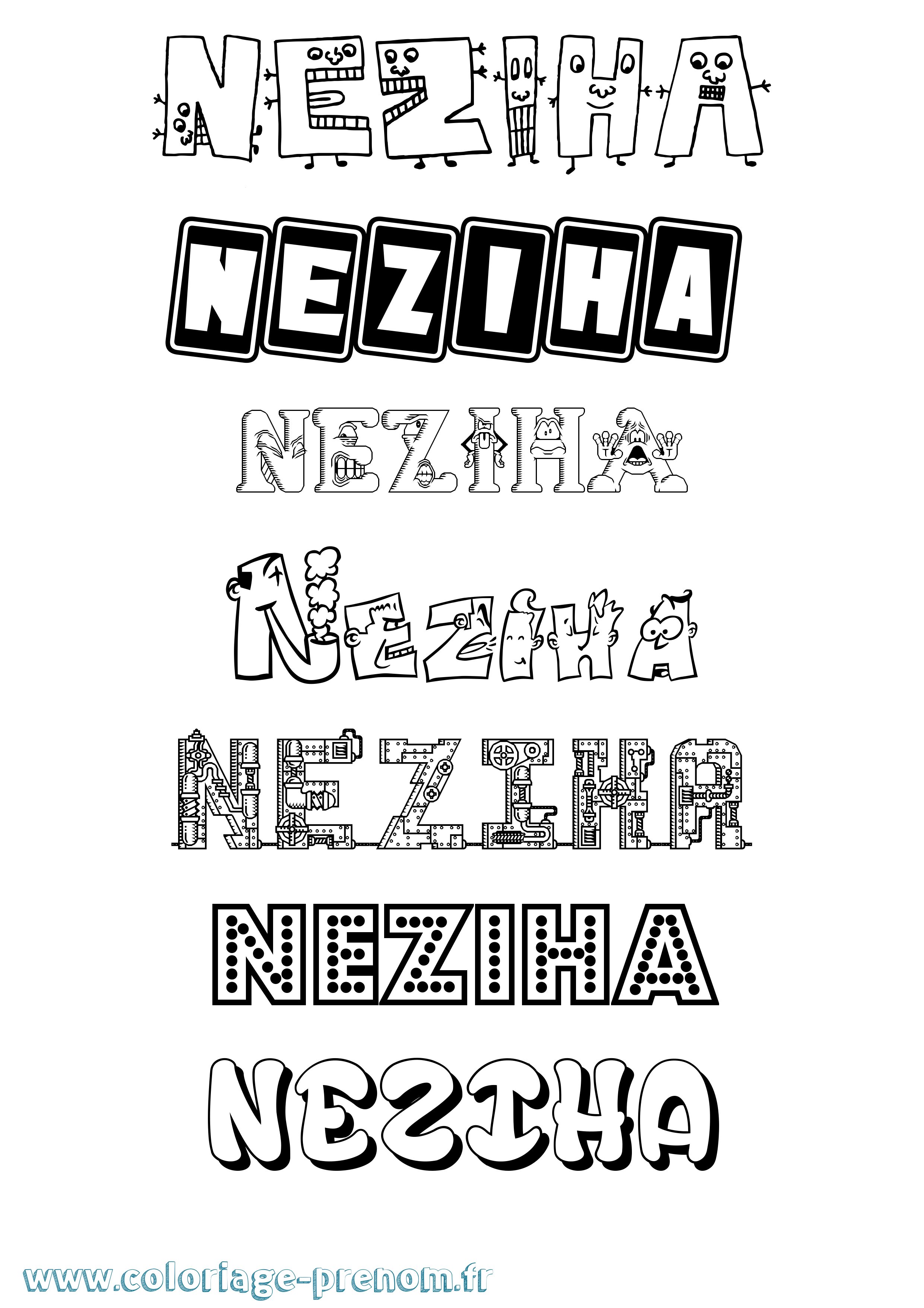 Coloriage Neziha Fun Coloriage prénom Neziha Fun