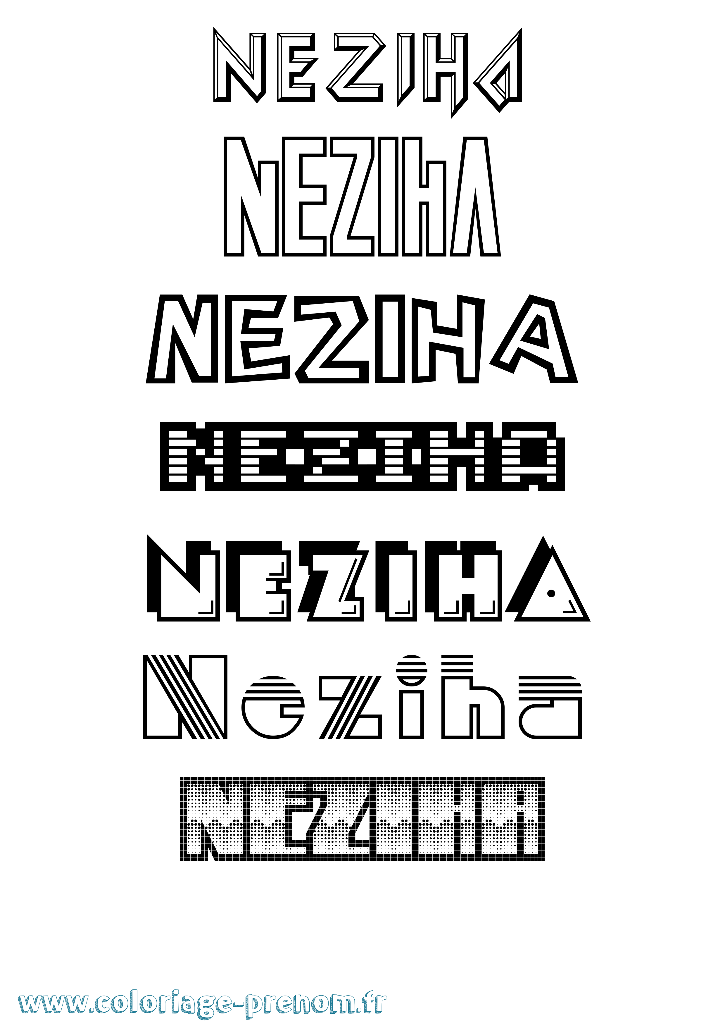 Coloriage Neziha Jeux Vidéos Coloriage prénom Neziha Jeux Vidéos